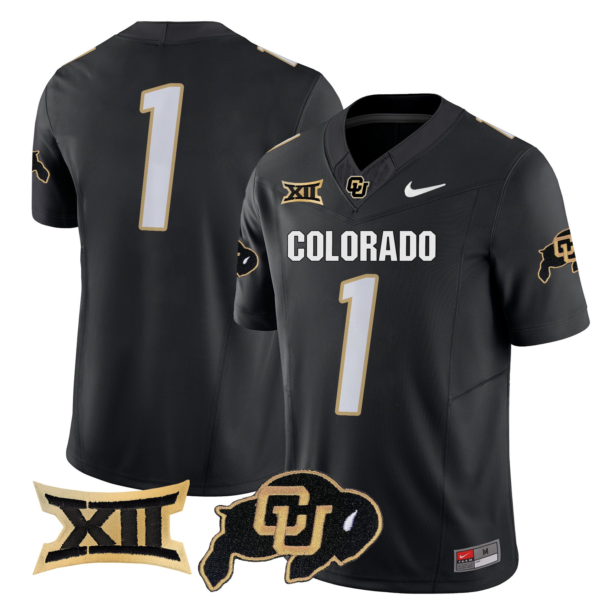 #1 Team Men's Colorado Buffaloes 2025 Vapor Limited Black Jersey - All Stitched