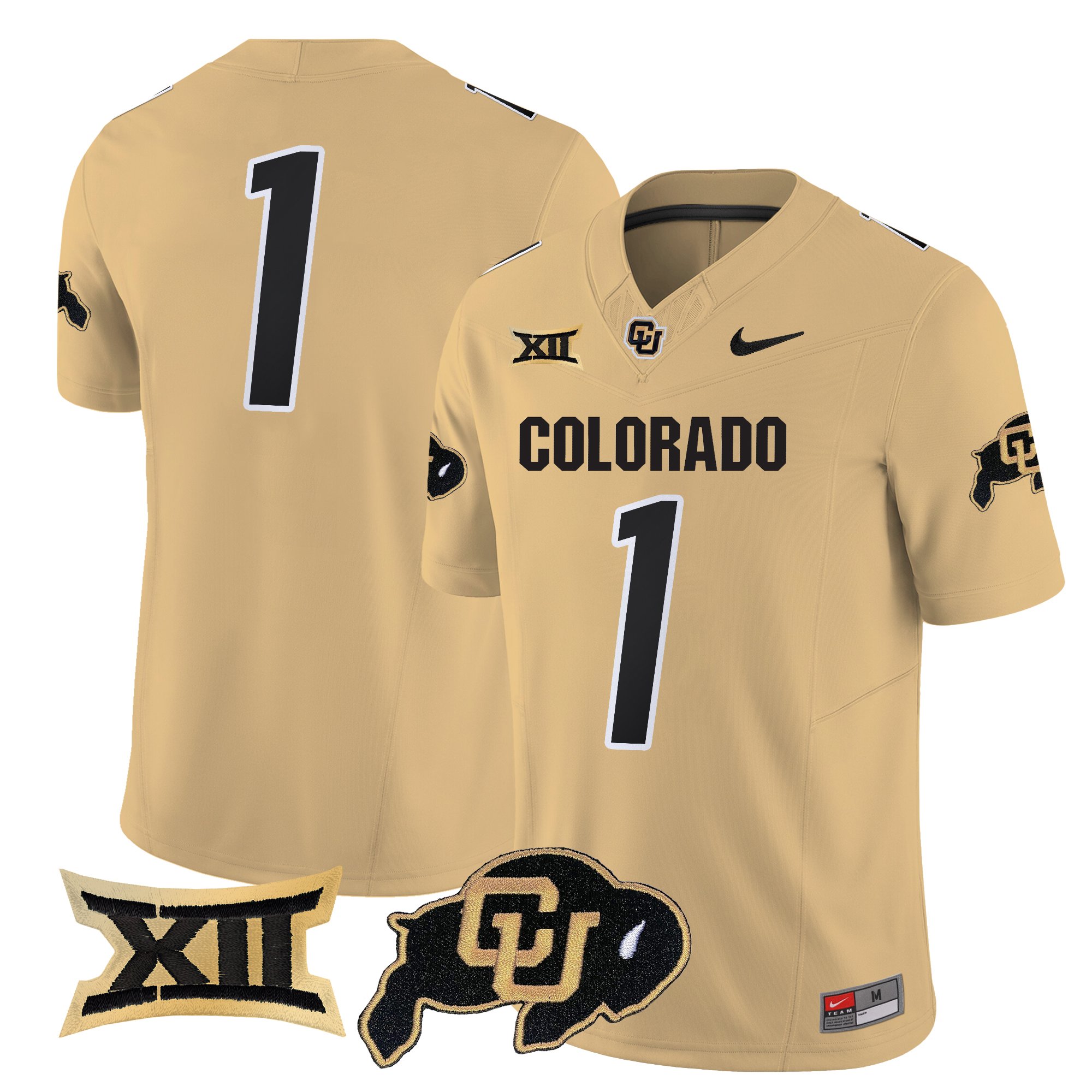 #1 Team Men's Colorado Buffaloes 2025 Vapor Limited Gold Jersey - All Stitched