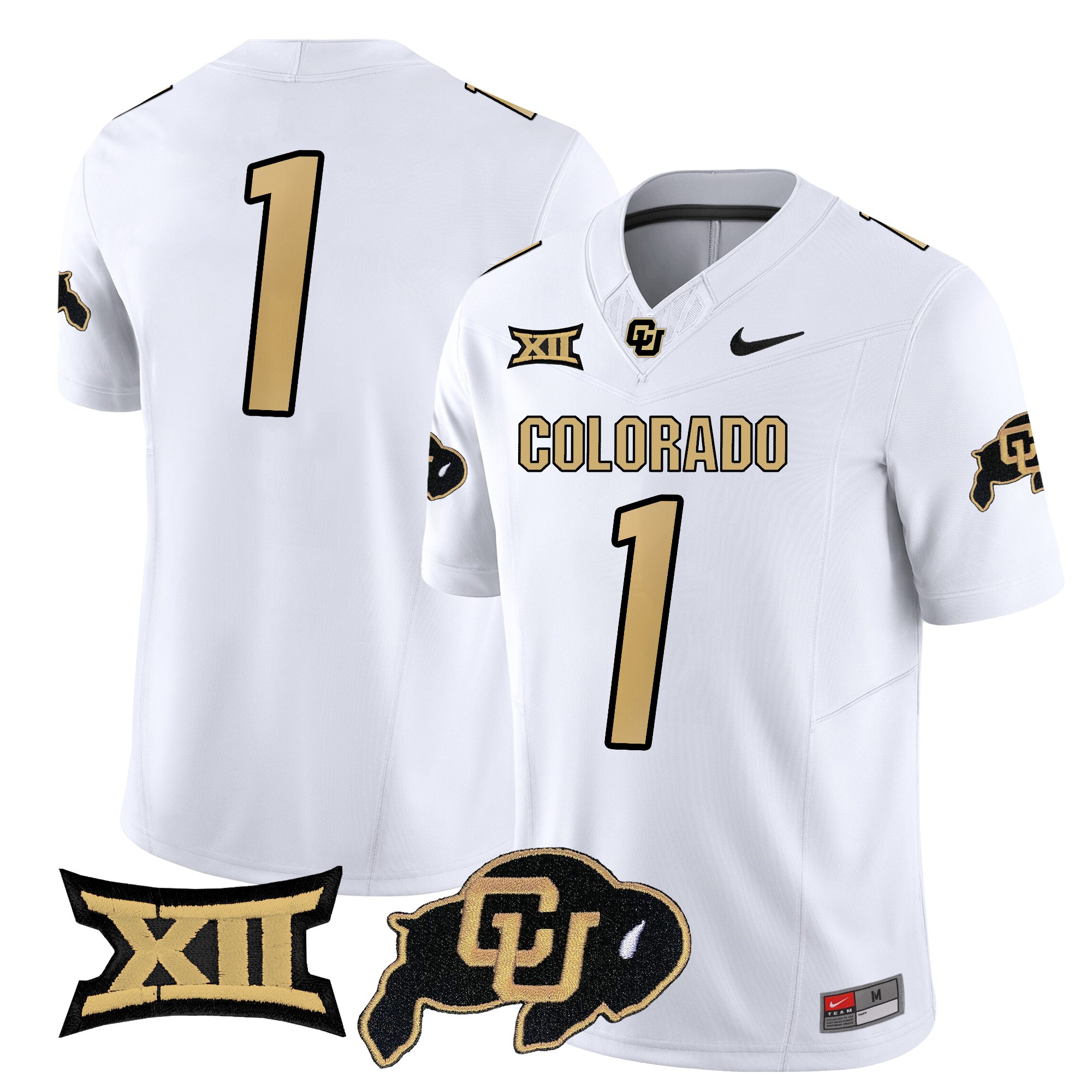 #1 Team Men's Colorado Buffaloes 2025 Vapor Limited White Jersey - All Stitched