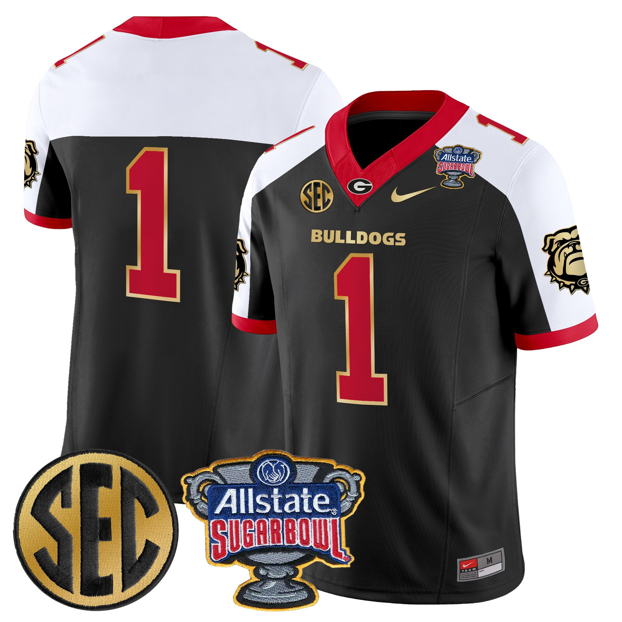 #1 Team Men's Georgia Bulldogs Sugar Bowl Patch Vapor Limited Alternate Jersey - All Stitched