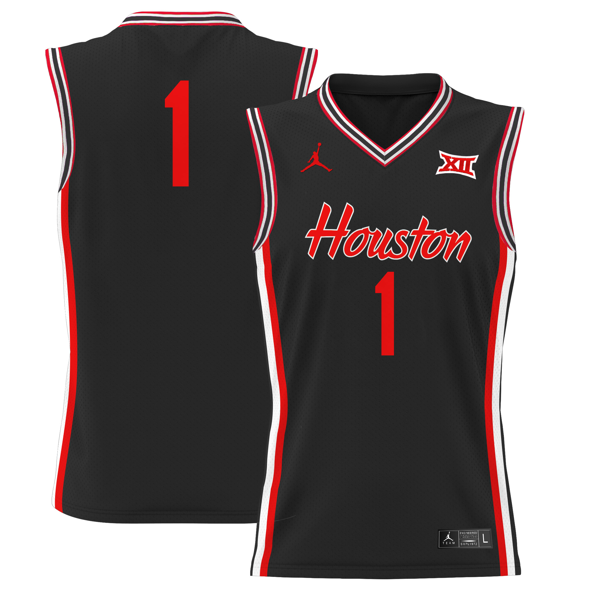 #1 Team Men's Houston Cougars 2025 Lightweight Basketball Black Jersey - All Stitched