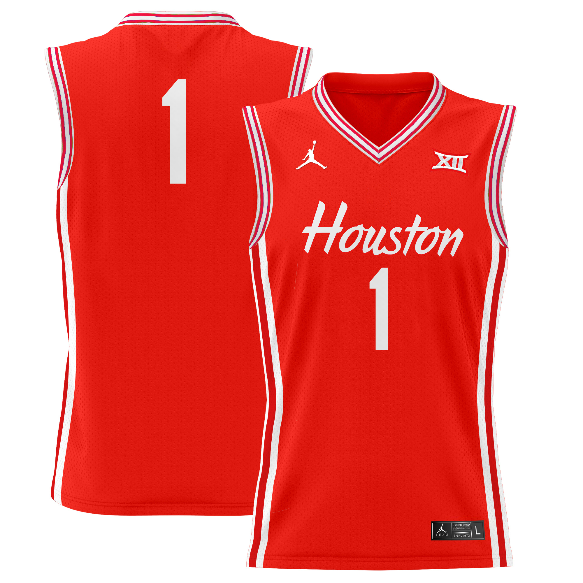 #1 Team Men's Houston Cougars 2025 Lightweight Basketball Red Jersey - All Stitched