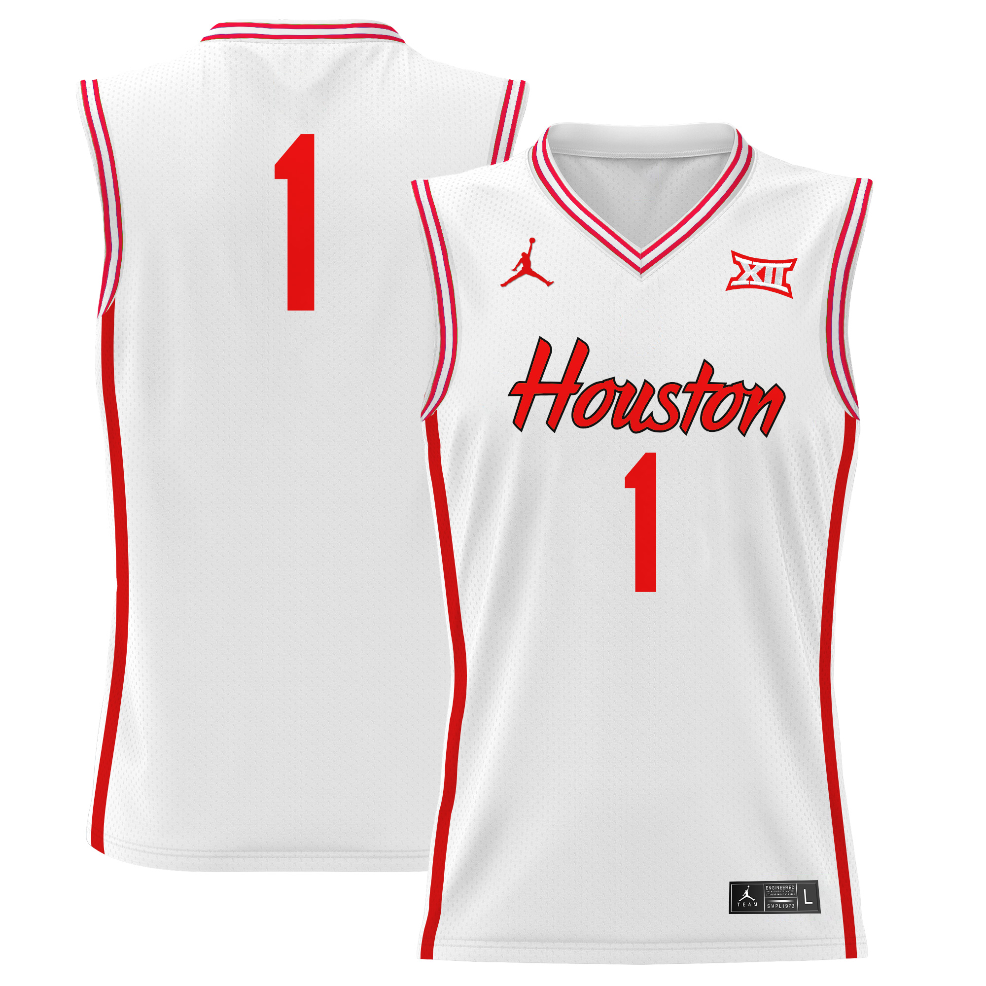#1 Team Men's Houston Cougars 2025 Lightweight Basketball White Jersey - All Stitched