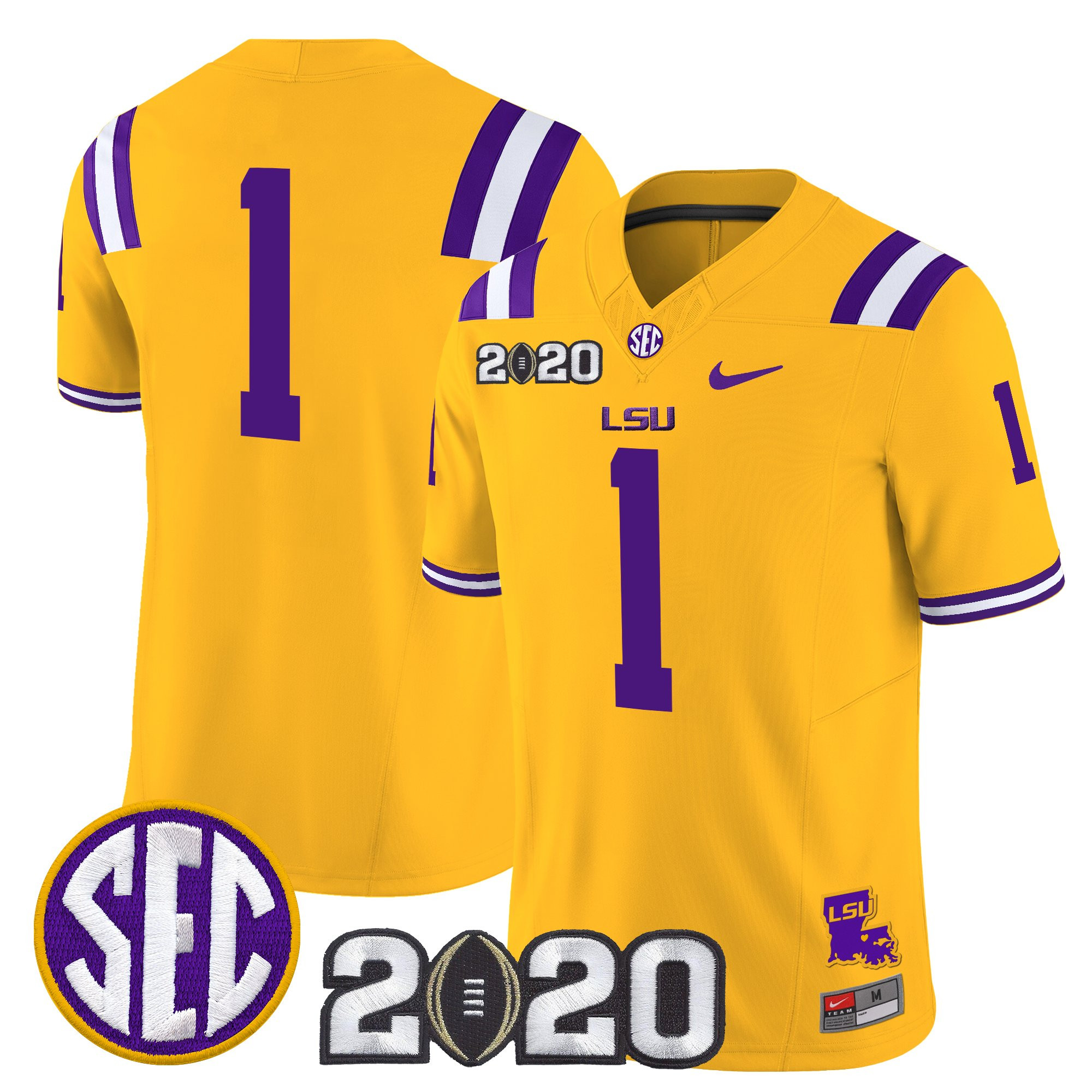 #1 Team Men's LSU Tigers 2020 National Champions Vapor Limited Gold Jersey - All Stitched