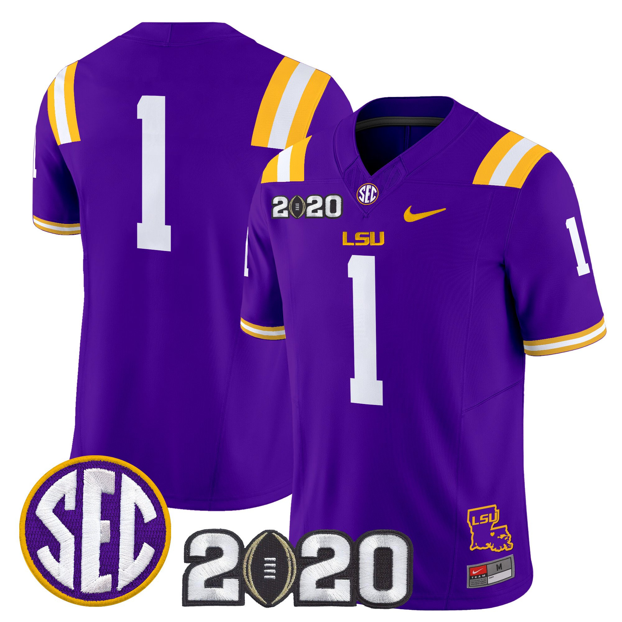 #1 Team Men's LSU Tigers 2020 National Champions Vapor Limited Purple Jersey - All Stitched