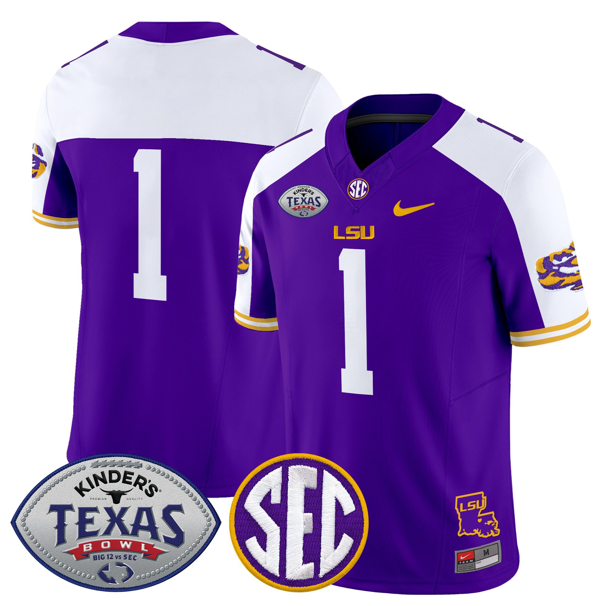 #1 Team Men's LSU Tigers 2025 Texas Bowl Vapor Limited Purple Alternate Jersey - All Stitched