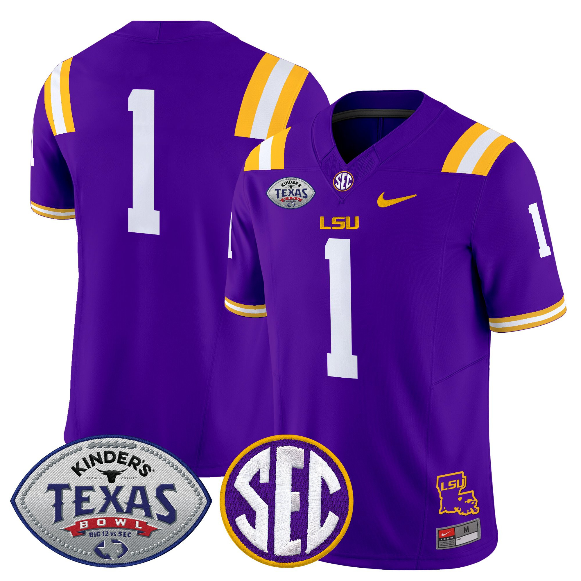 #1 Team Men's LSU Tigers 2025 Texas Bowl Vapor Limited Purple Jersey - All Stitched