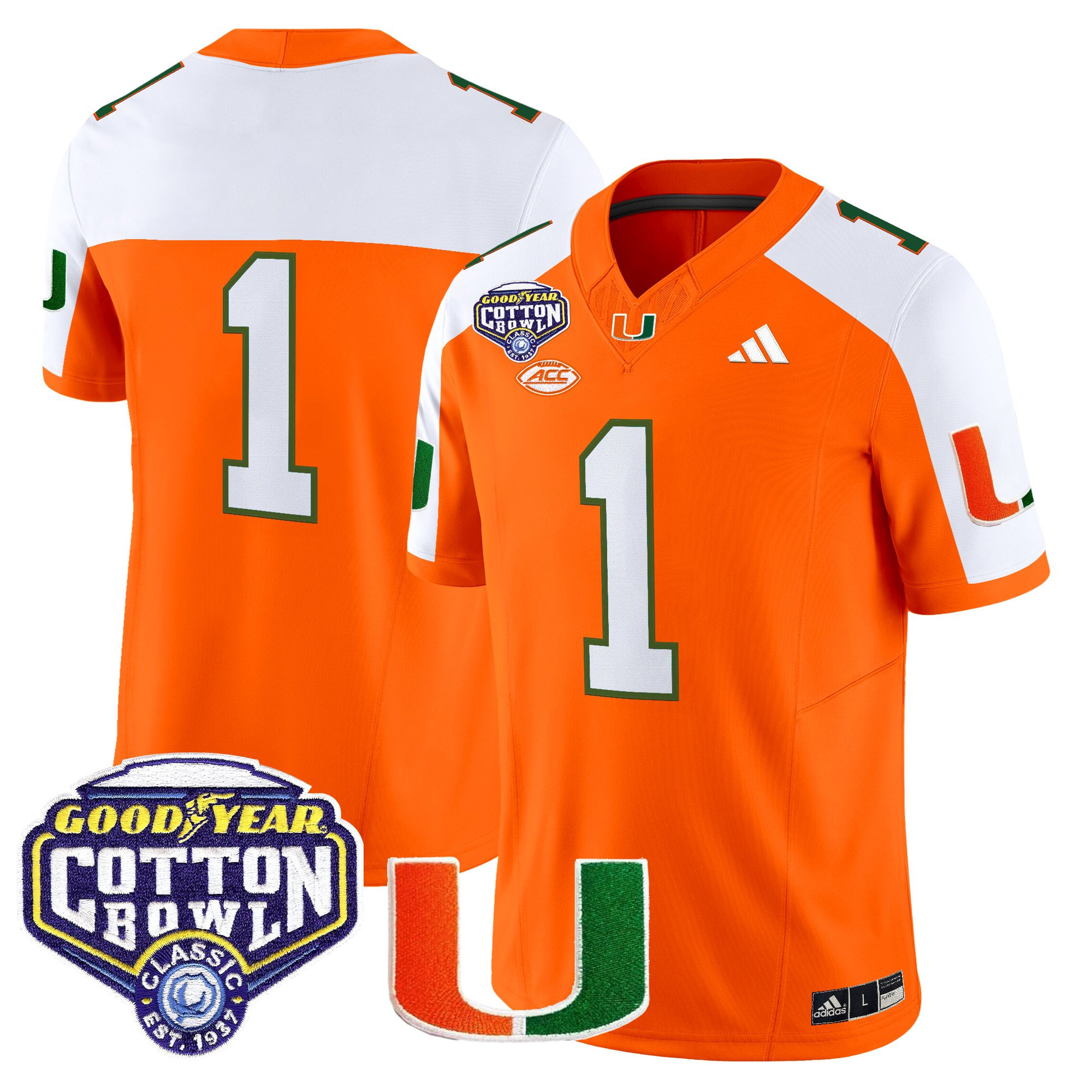 #1 Team Men's Miami Hurricanes 2025 Cotton Bowl Vapor Limited Orange Alternate Jersey - All Stitched