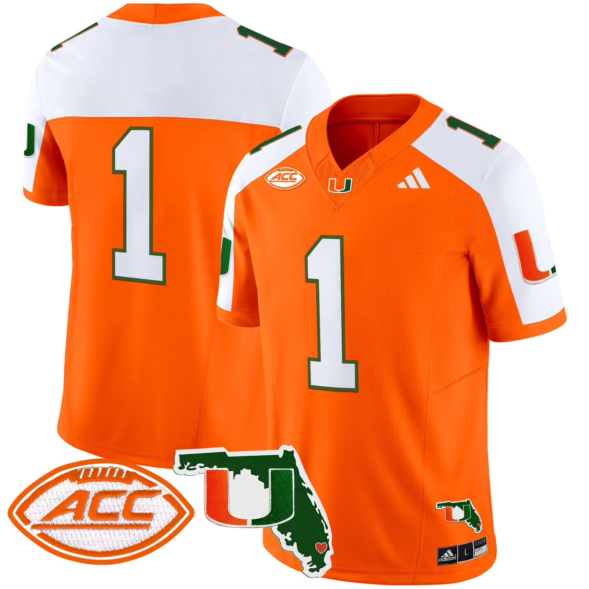 #1 Team Men's Miami Hurricanes 2025 Florida Patch Vapor Limited Orange Alternate Jersey - All Stitched