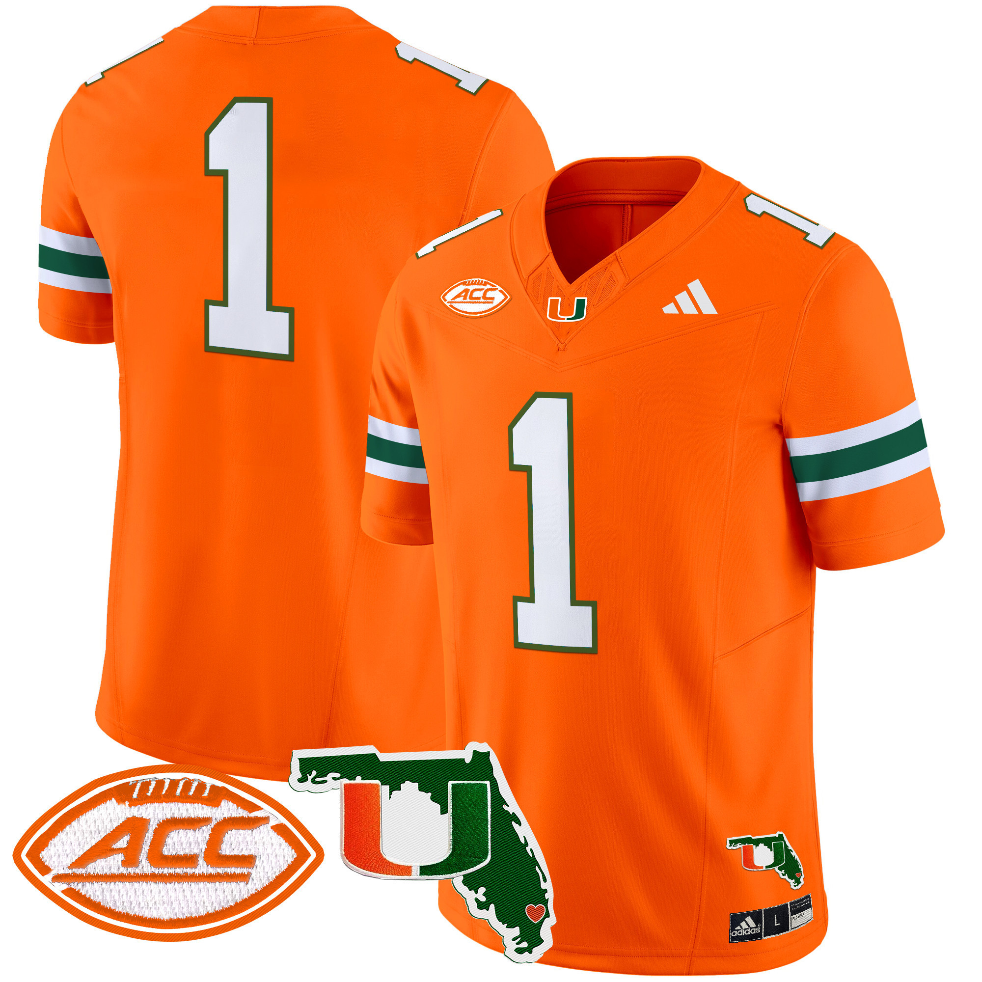 #1 Team Men's Miami Hurricanes 2025 Florida Patch Vapor Limited Orange Jersey - All Stitched