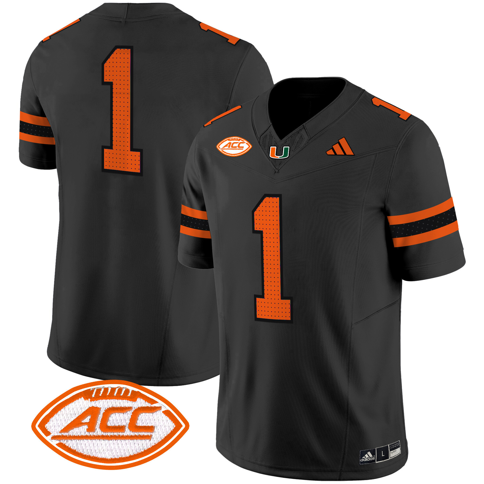 #1 Team Men's Miami Hurricanes 2025 Vapor Limited Black Jersey - All Stitched