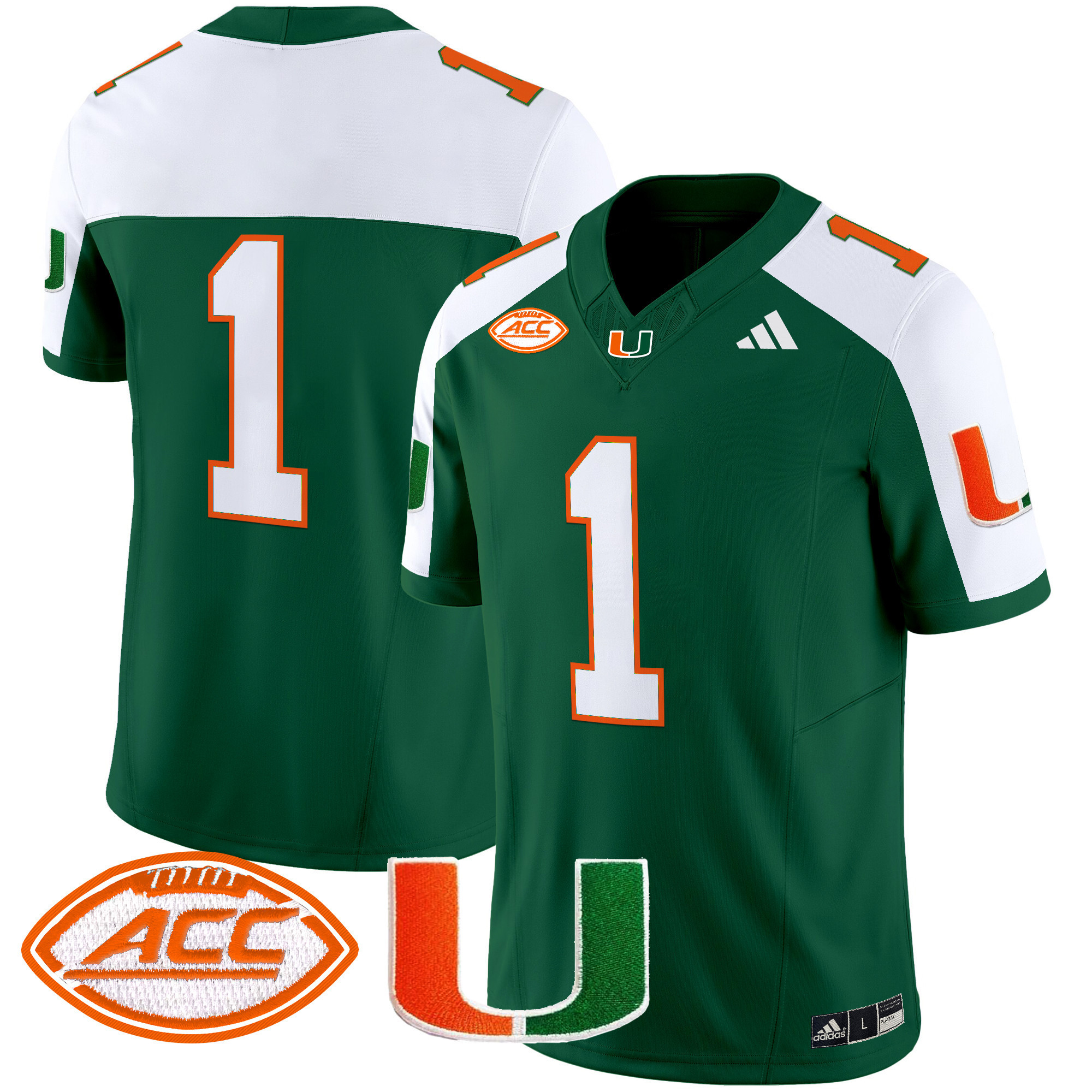 #1 Team Men's Miami Hurricanes 2025 Vapor Limited Green Alternate Jersey - All Stitched