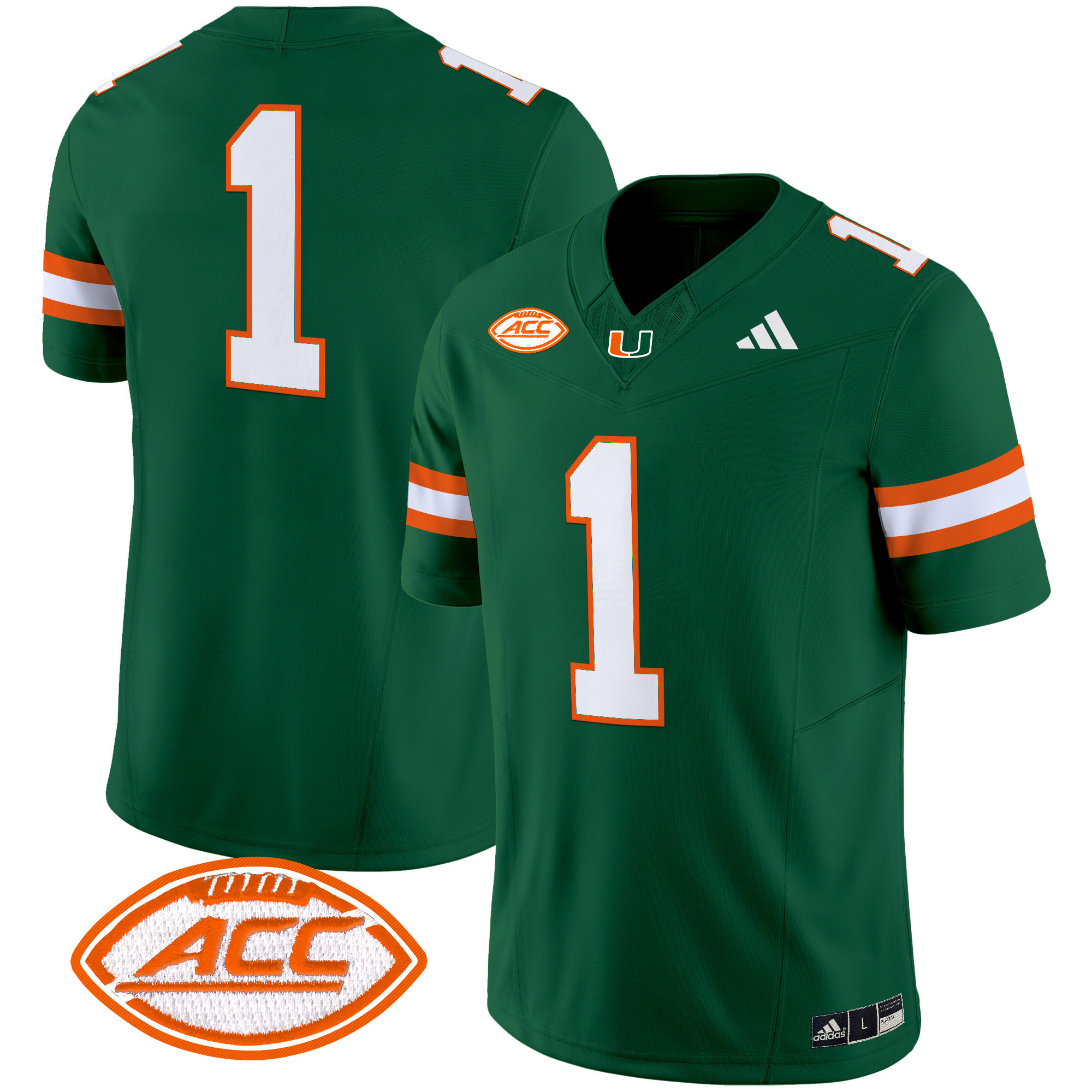 #1 Team Men's Miami Hurricanes 2025 Vapor Limited Green Jersey - All Stitched