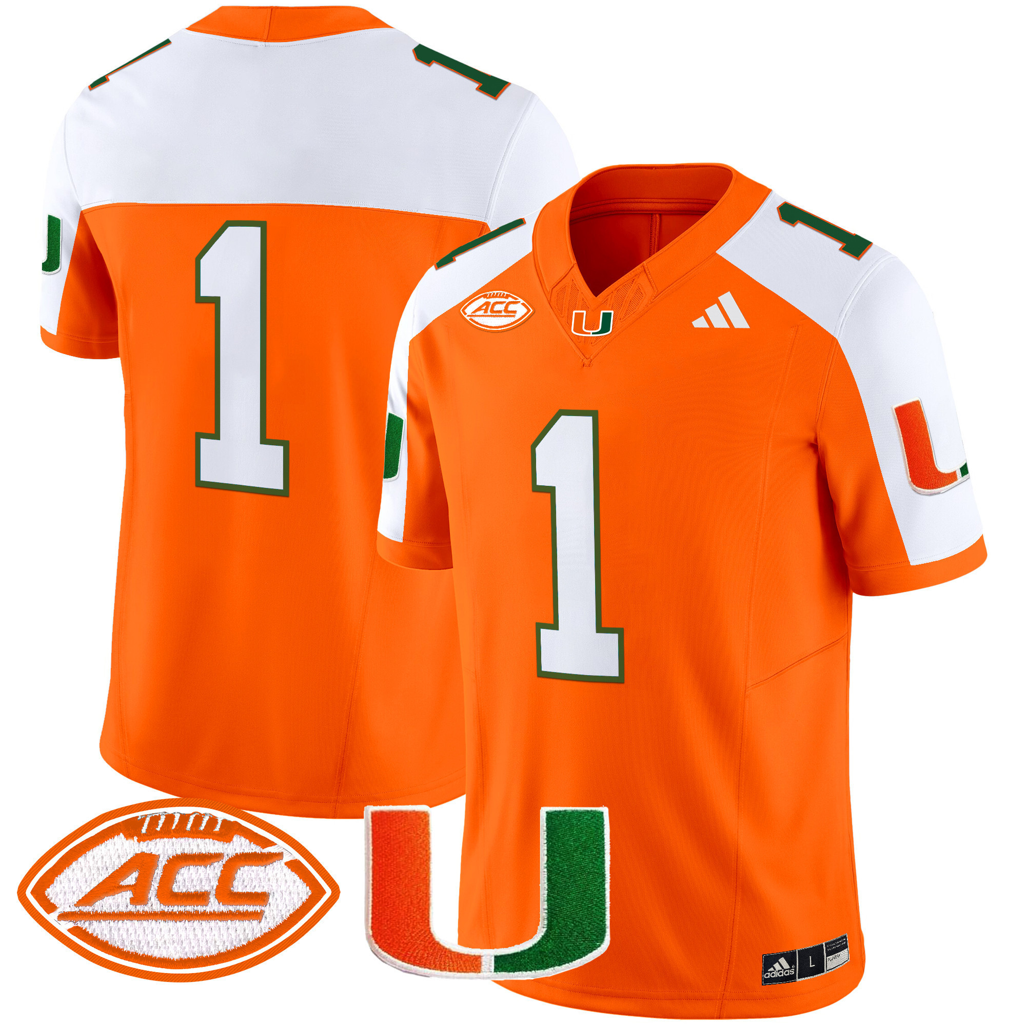 #1 Team Men's Miami Hurricanes 2025 Vapor Limited Orange Alternate Jersey - All Stitched