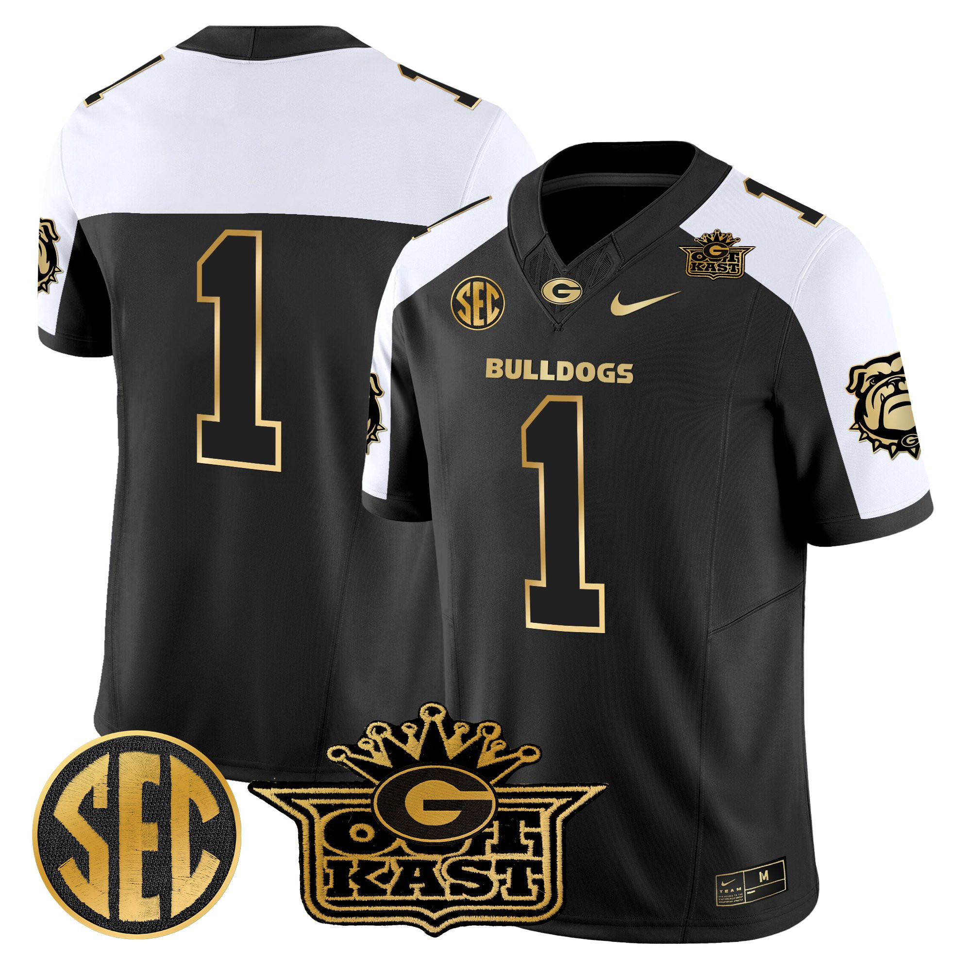 #1 Team Men's Outkast x Georgia Bulldogs Gold Vapor Limited Black Alternate Jersey - All stitched