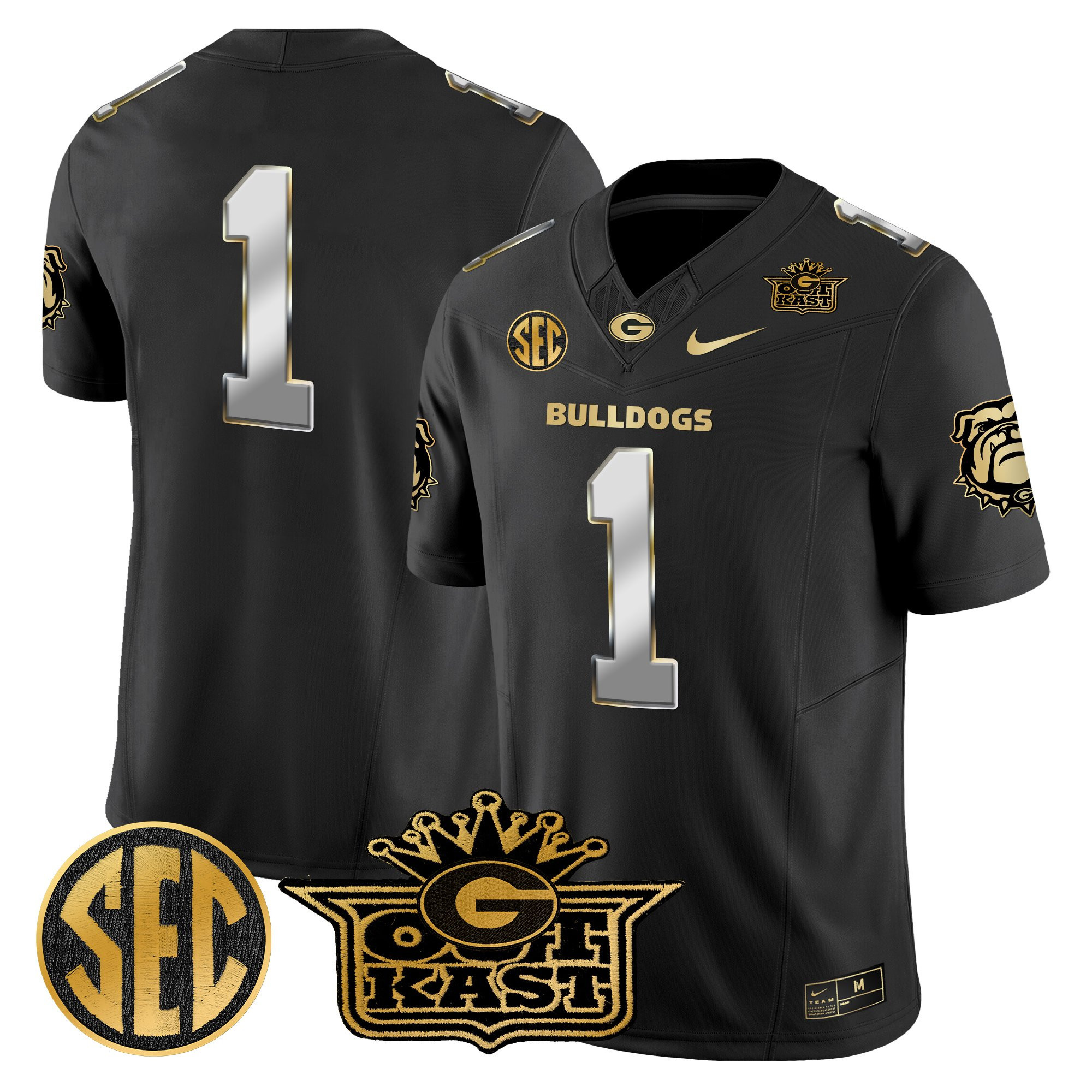 #1 Team Men's Outkast x Georgia Bulldogs Gold Vapor Limited Black Limited Jersey - All stitched