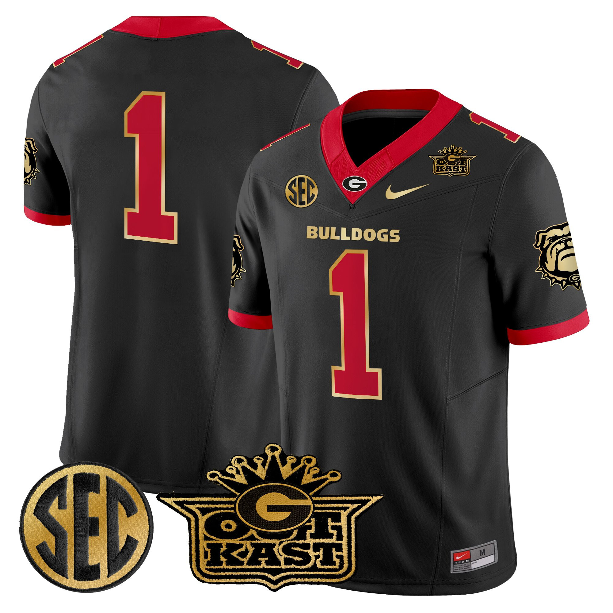#1 Team Men's Outkast x Georgia Bulldogs Vapor Limited Black Gold Trim Jersey - All stitched