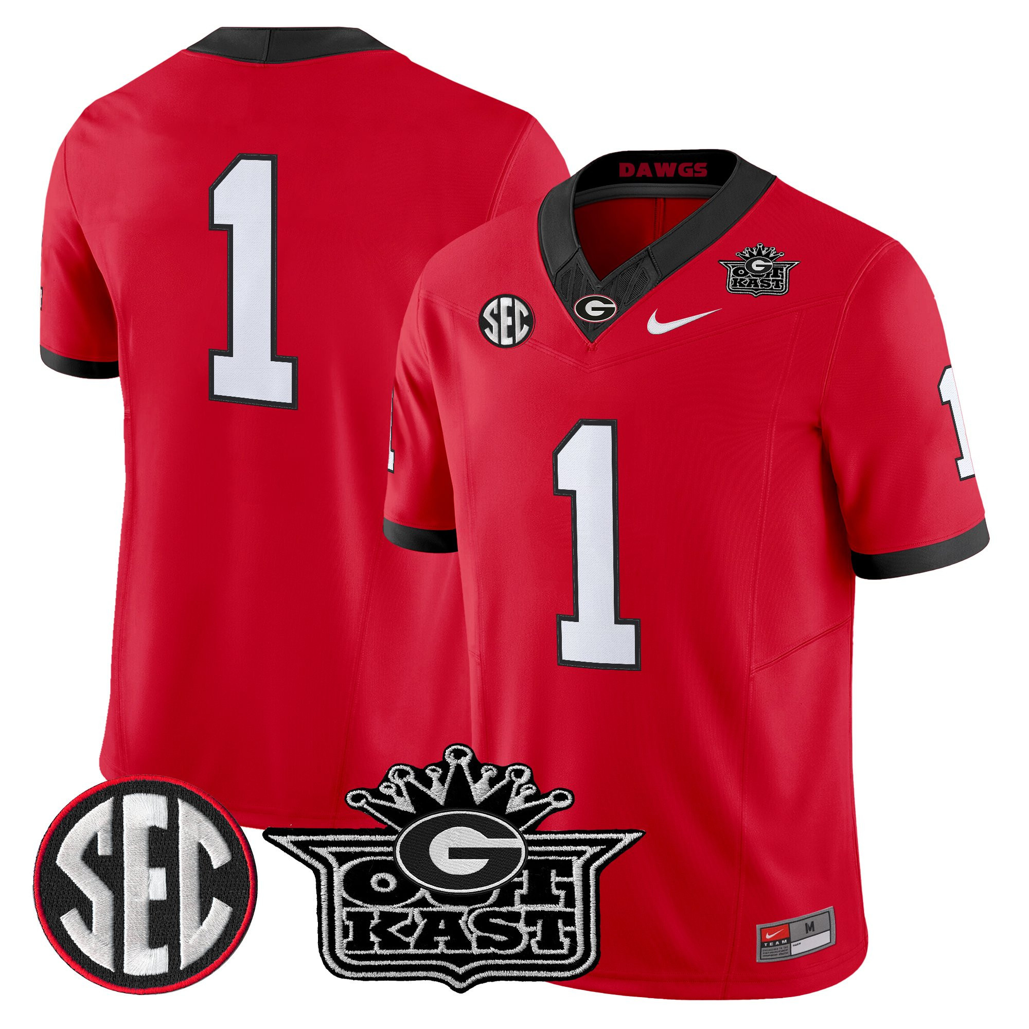 #1 Team Men's Outkast x Georgia Bulldogs Vapor Limited Red Jersey - All stitched