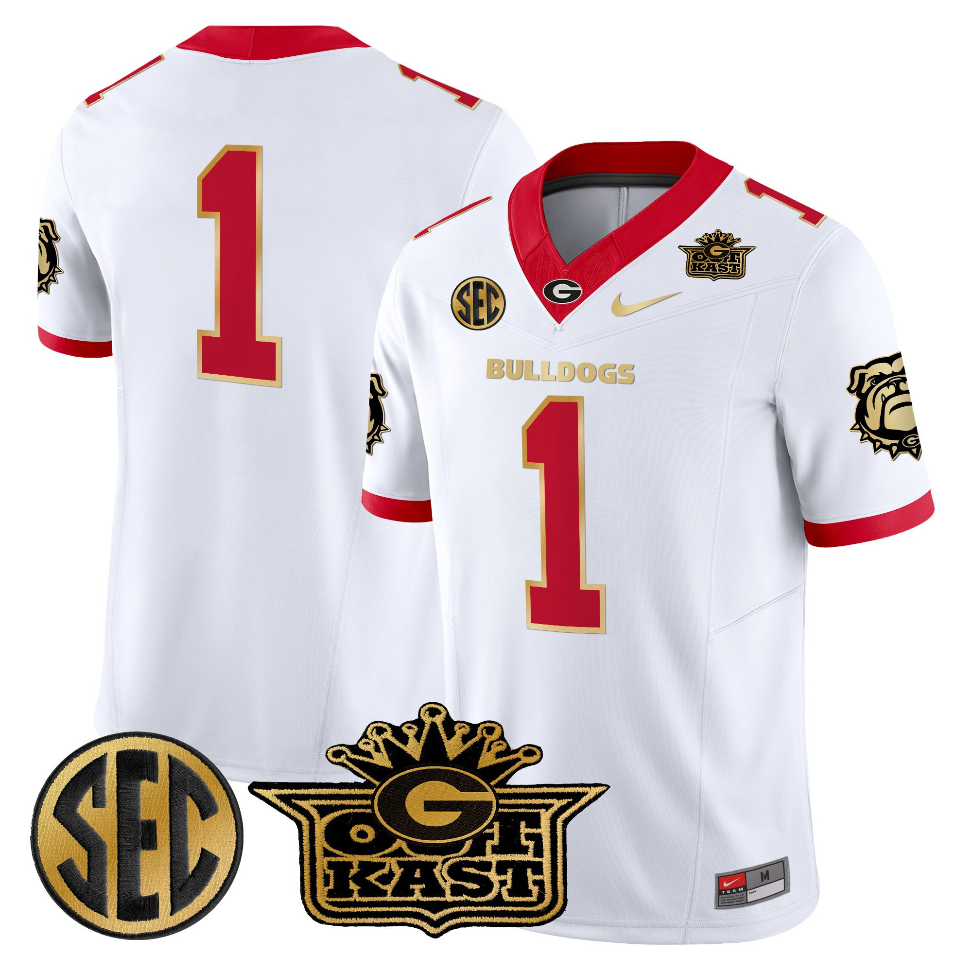 #1 Team Men's Outkast x Georgia Bulldogs Vapor Limited White Gold Trim Jersey - All stitched