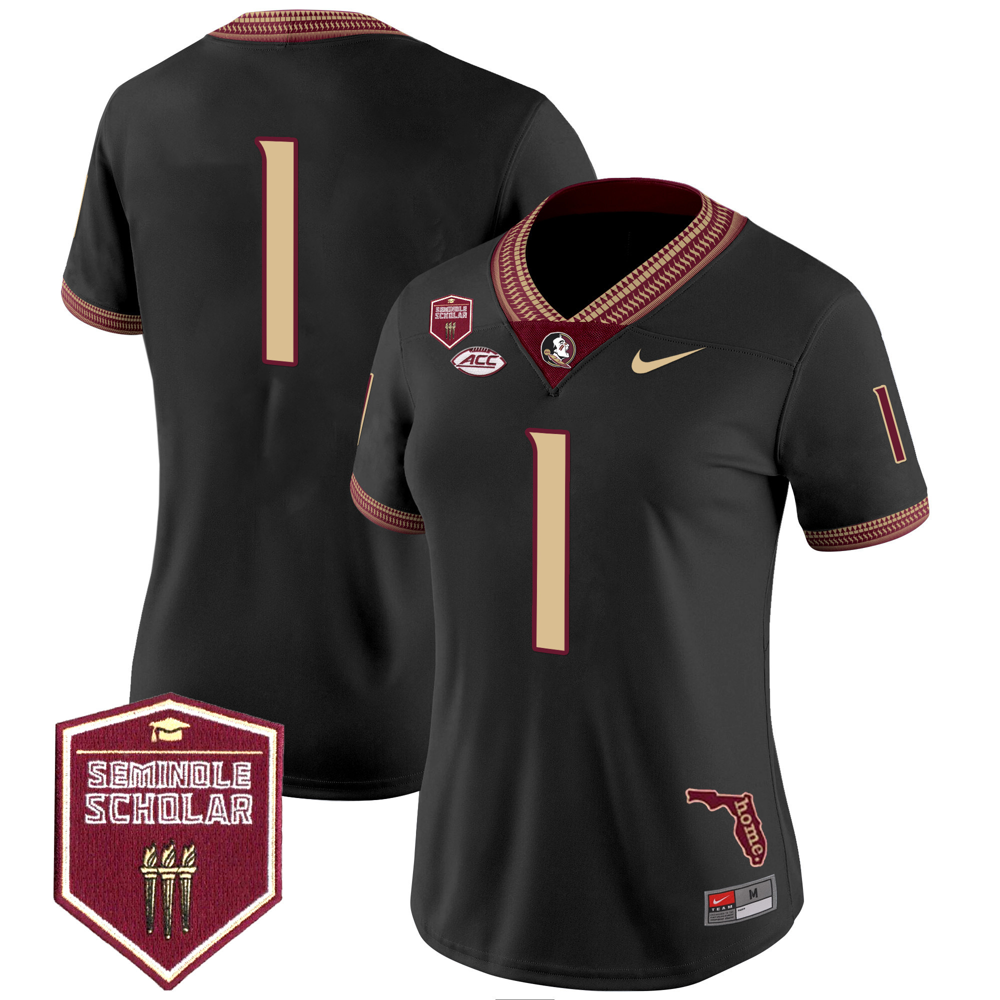 #1 Team Women's Florida State Seminoles 2025 Seminole Scholar Patch Vapor Limited Black Jersey - All Stitched