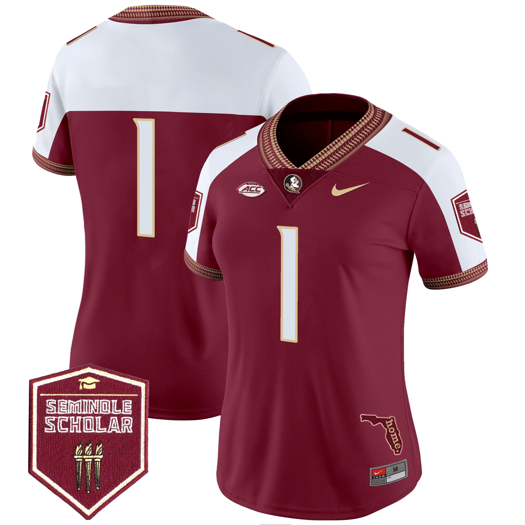#1 Team Women's Florida State Seminoles 2025 Seminole Scholar Patch Vapor Limited Garnet Alternate Jersey - All Stitched