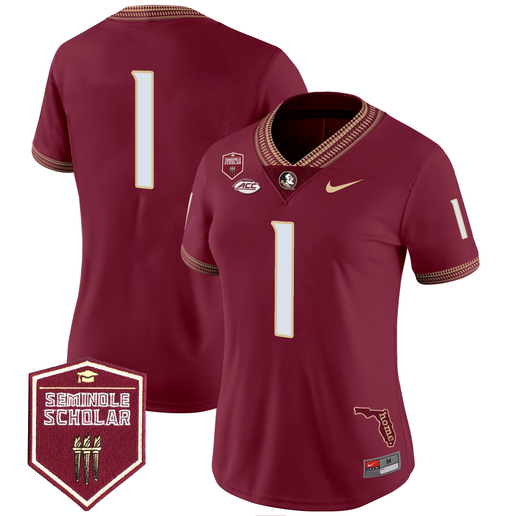 #1 Team Women's Florida State Seminoles 2025 Seminole Scholar Patch Vapor Limited Garnet Jersey - All Stitched