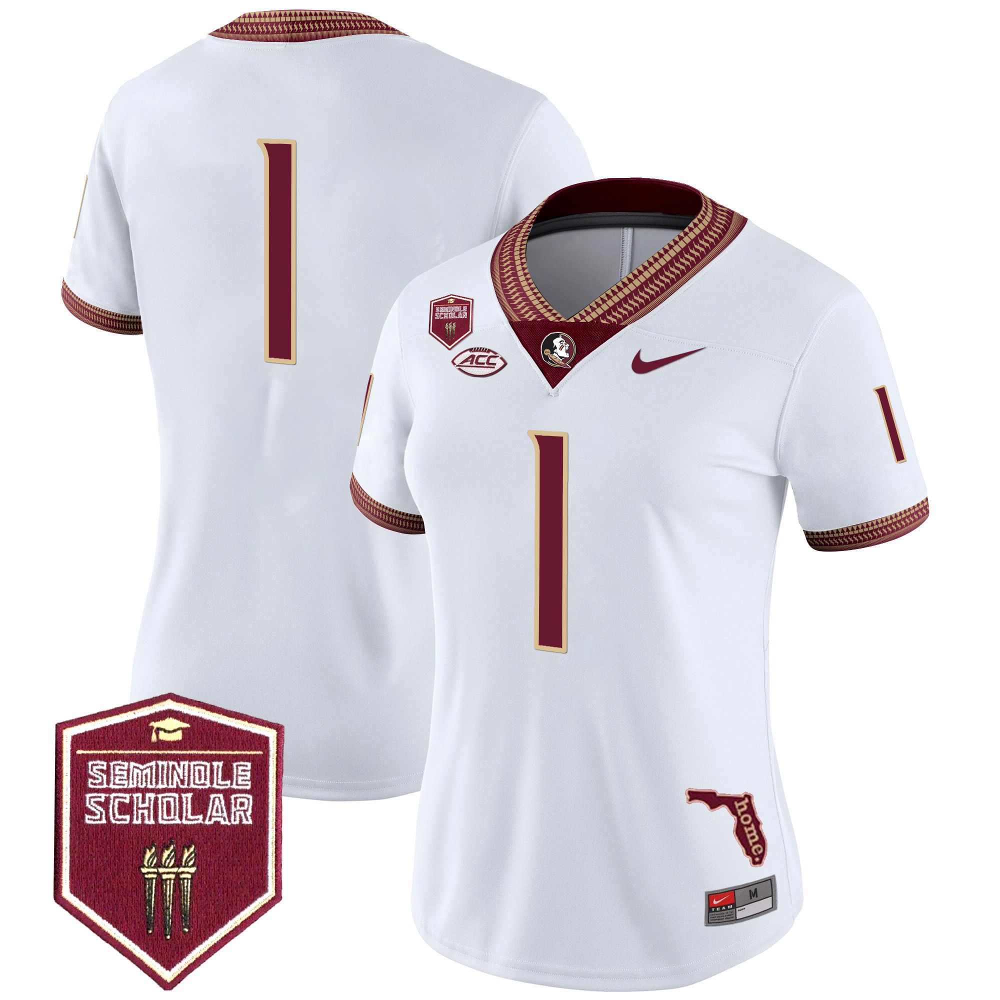 #1 Team Women's Florida State Seminoles 2025 Seminole Scholar Patch Vapor Limited White Jersey - All Stitched