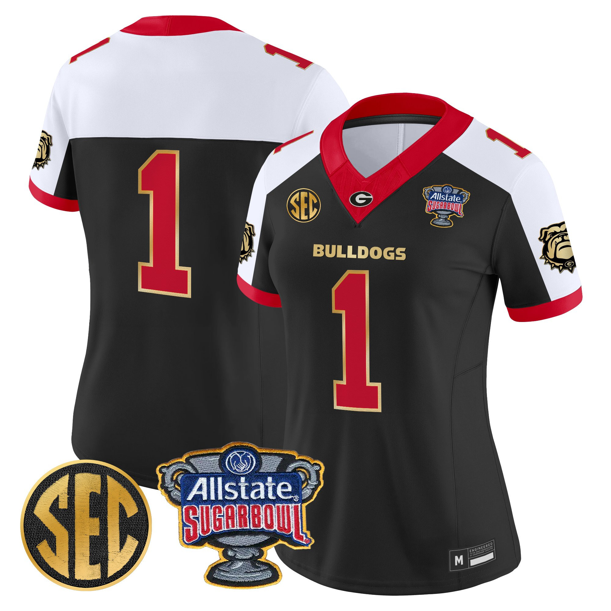#1 Team Women's Georgia Bulldogs Sugar Bowl Patch Vapor Limited Alternate Jersey - All Stitched