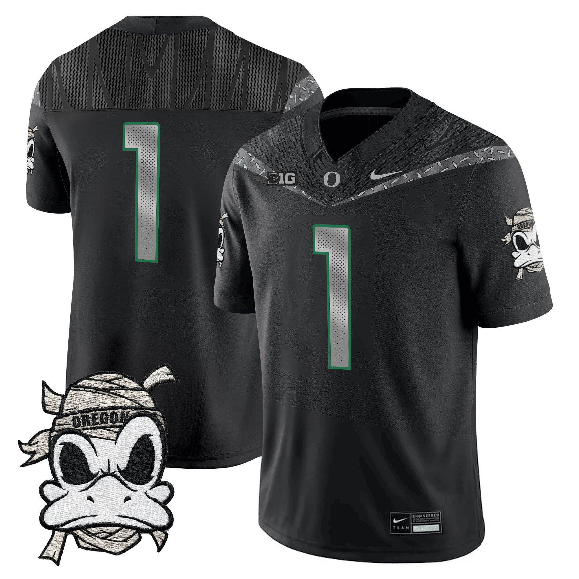 #1 Team Youth's Oregon Ducks 2025 Mummy Duck Vapor Limited Black Jersey - All Stitched