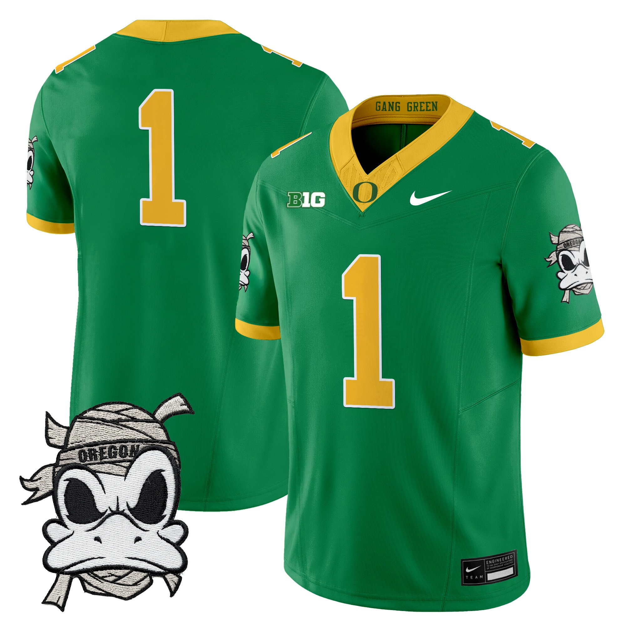 #1 Team Youth's Oregon Ducks 2025 Mummy Duck Vapor Limited Green Jersey - All Stitched