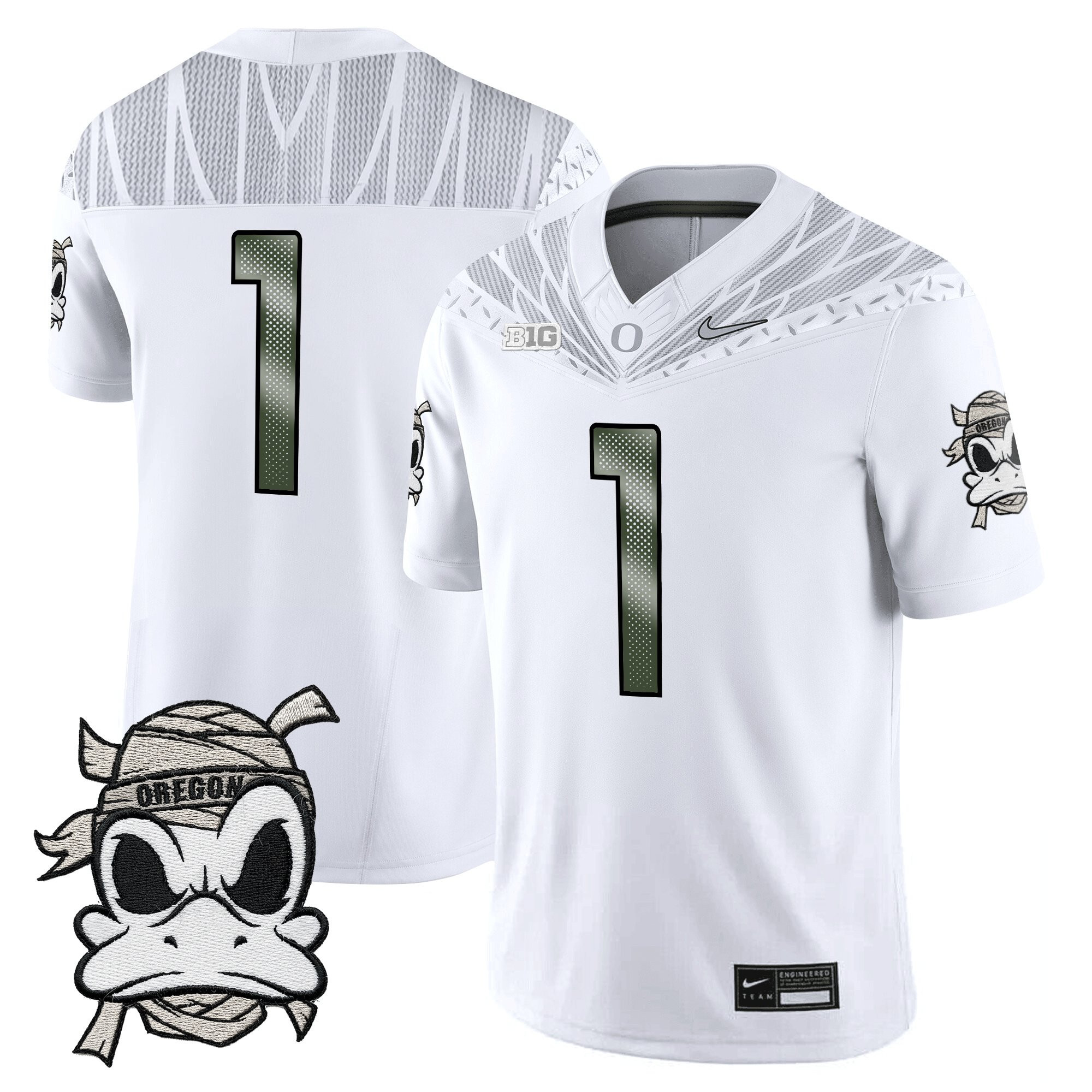 #1 Team Youth's Oregon Ducks 2025 Mummy Duck Vapor Limited White Jersey - All Stitched
