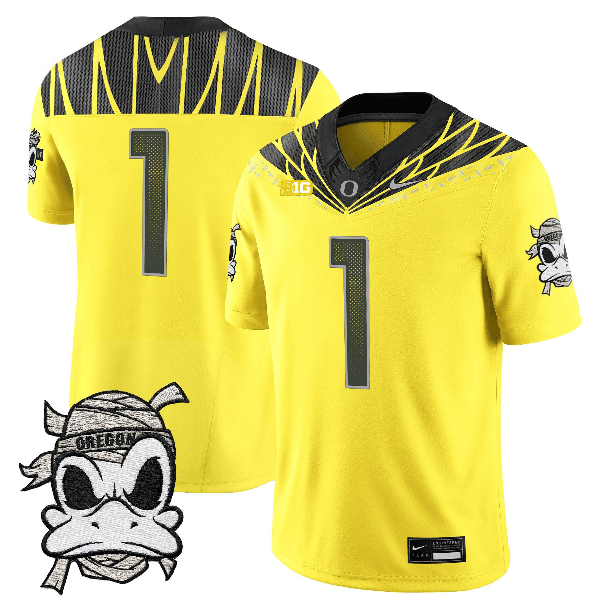 #1 Team Youth's Oregon Ducks 2025 Mummy Duck Vapor Limited Yellow Jersey - All Stitched