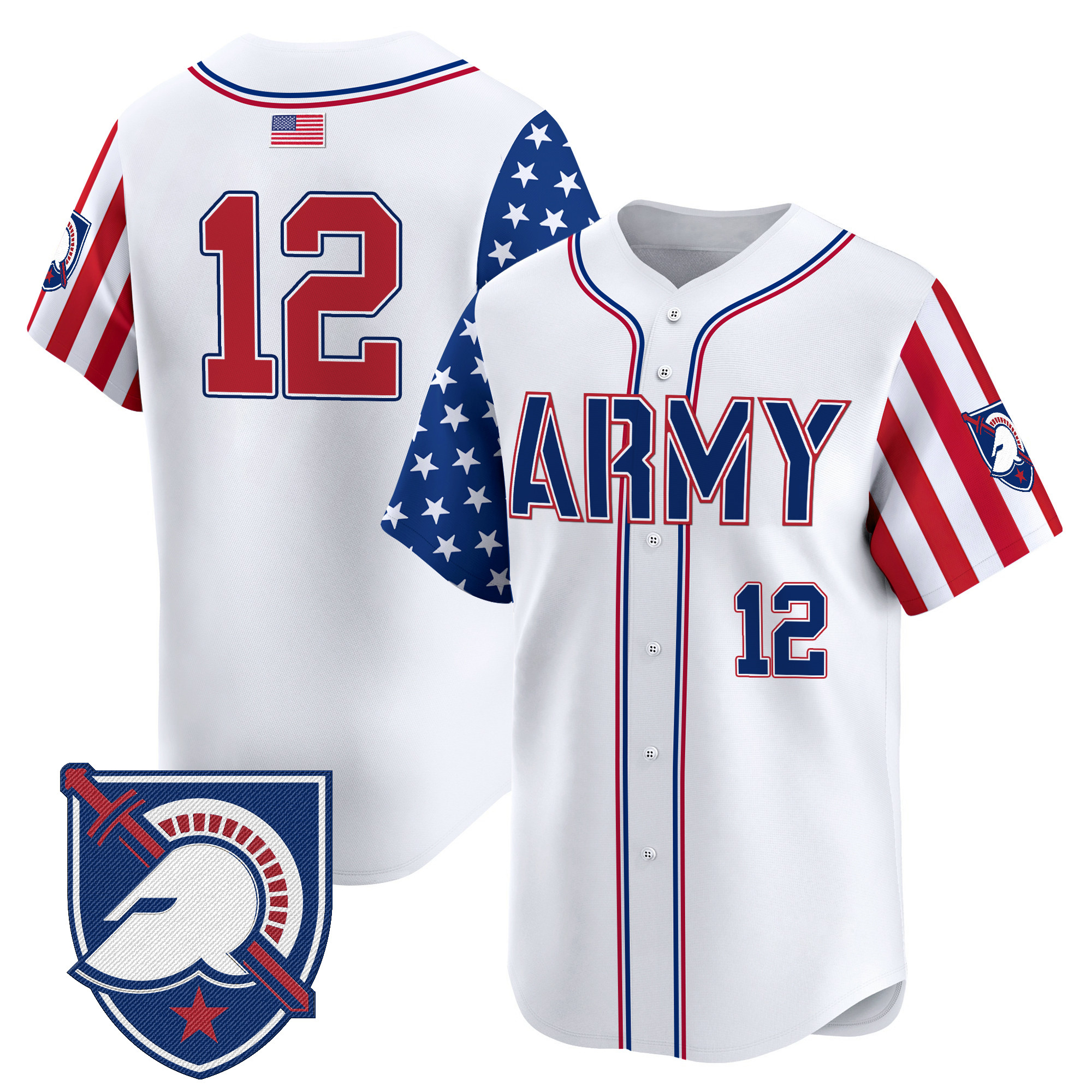 #12th Man Men's Army Black Knights 2025 Independence Day Vapor Premier Limited White Jersey - All Stitched