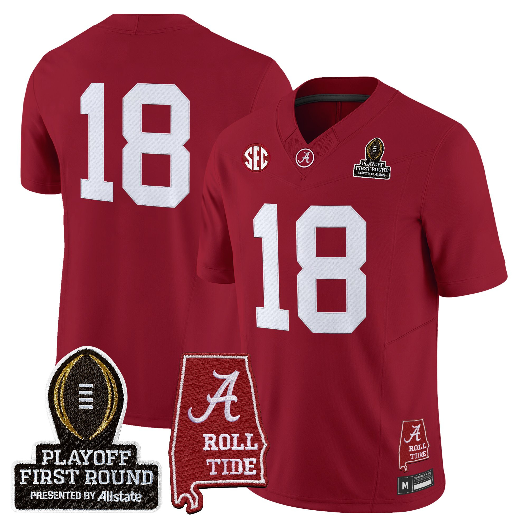 #18 Crimson Men's Alabama Crimson Tide 2025 Playoff First Round Vapor Limited Crimson Jersey - All Stitched