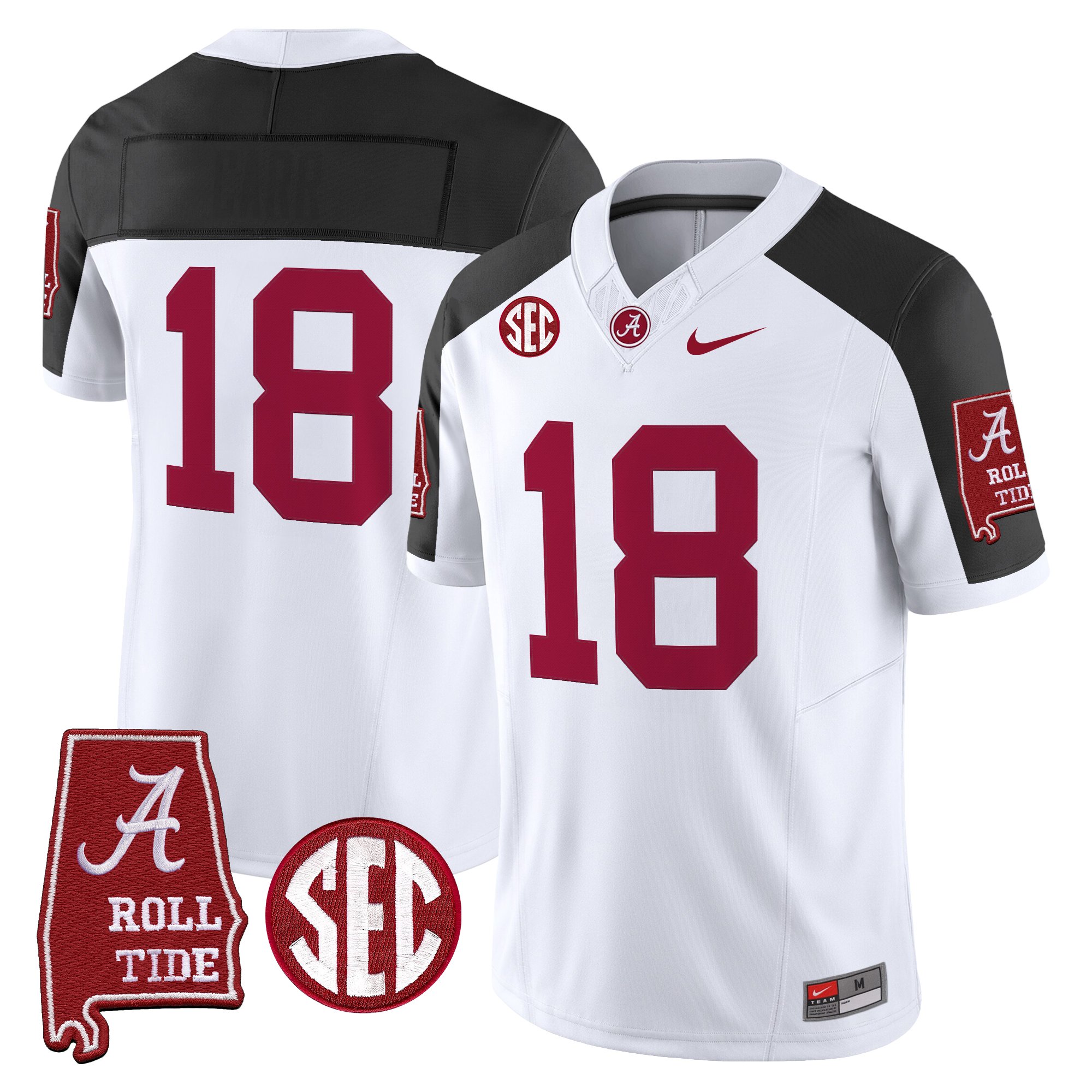 #18 Crimson Men's Alabama Crimson Tide 2025 Vapor Limited Inverted Jersey - Alabama Map - All Stitched