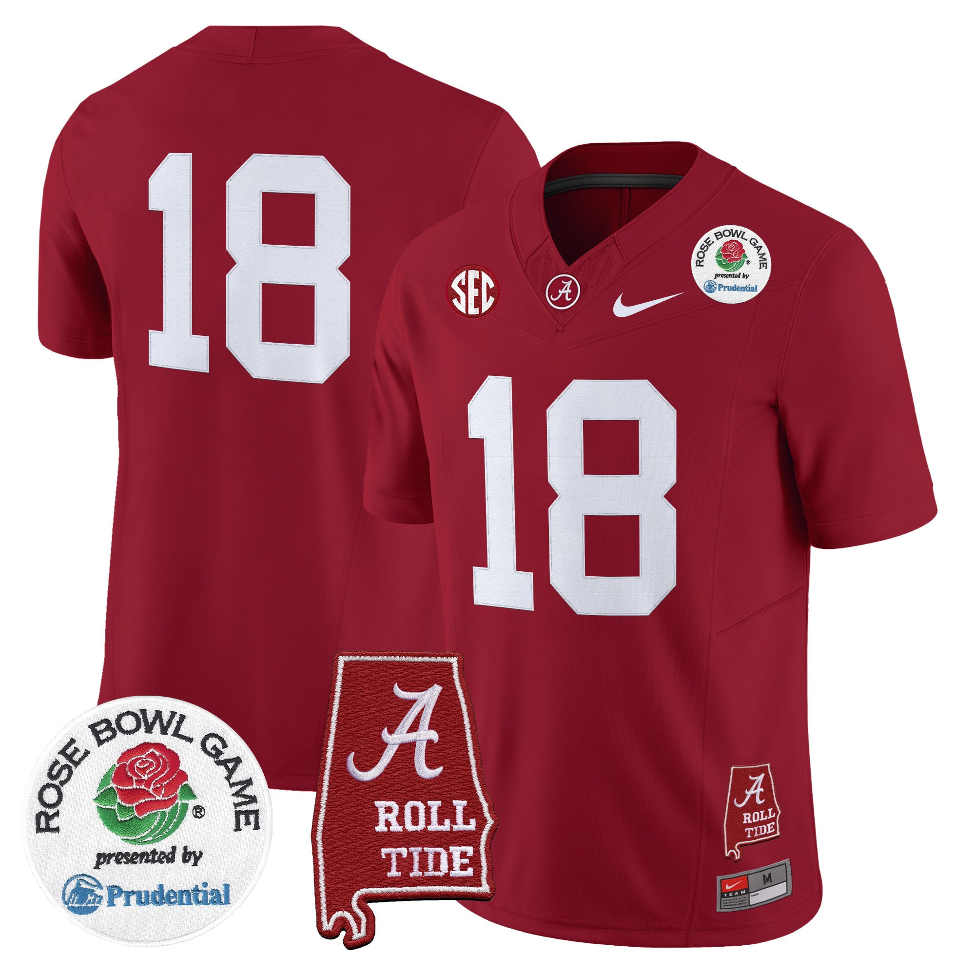#18 Crimson Men's Alabama Crimson Tide 2026 Rose Bowl Vapor Limited Crimson Jersey - All Stitched