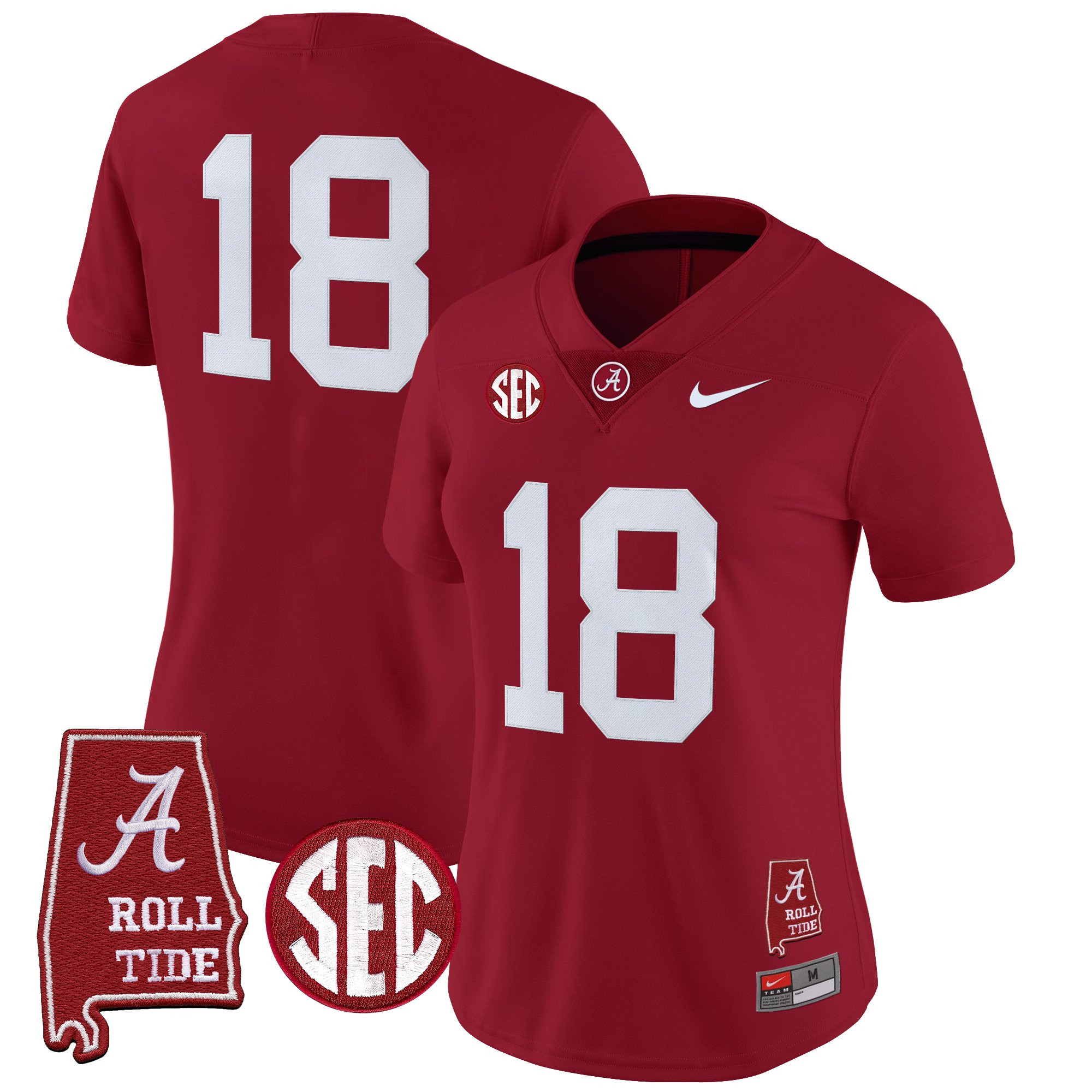 #18 Crimson Women's Alabama Crimson Tide 2025 Vapor Limited Crimson Jersey - Alabama Map - All Stitched