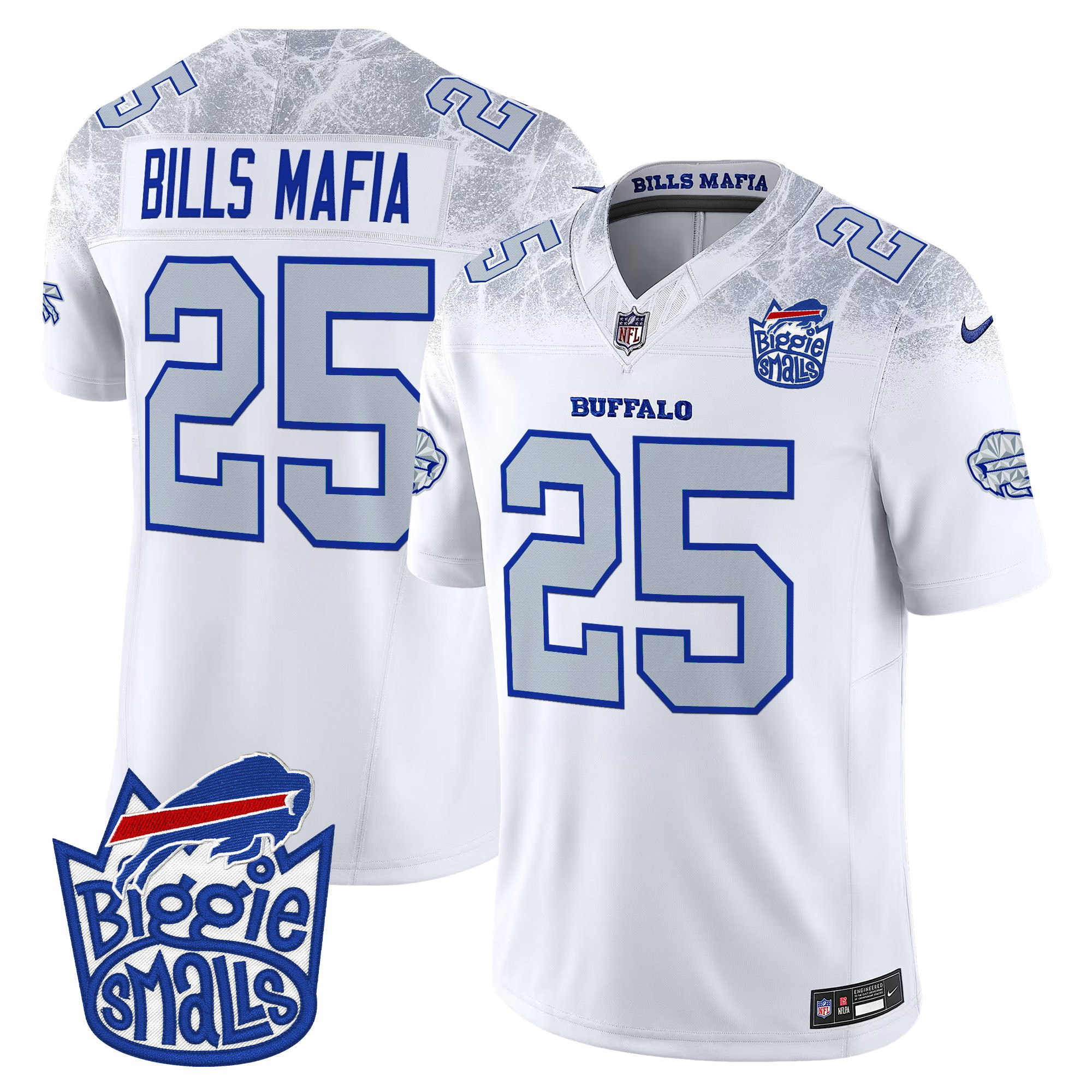 #25 Bills Mafia Men's Biggie Smalls ÃƒÆ’Ã¢â‚¬â€ Buffalo Bills Vapor Limited Rivalries Jersey - All stitched
