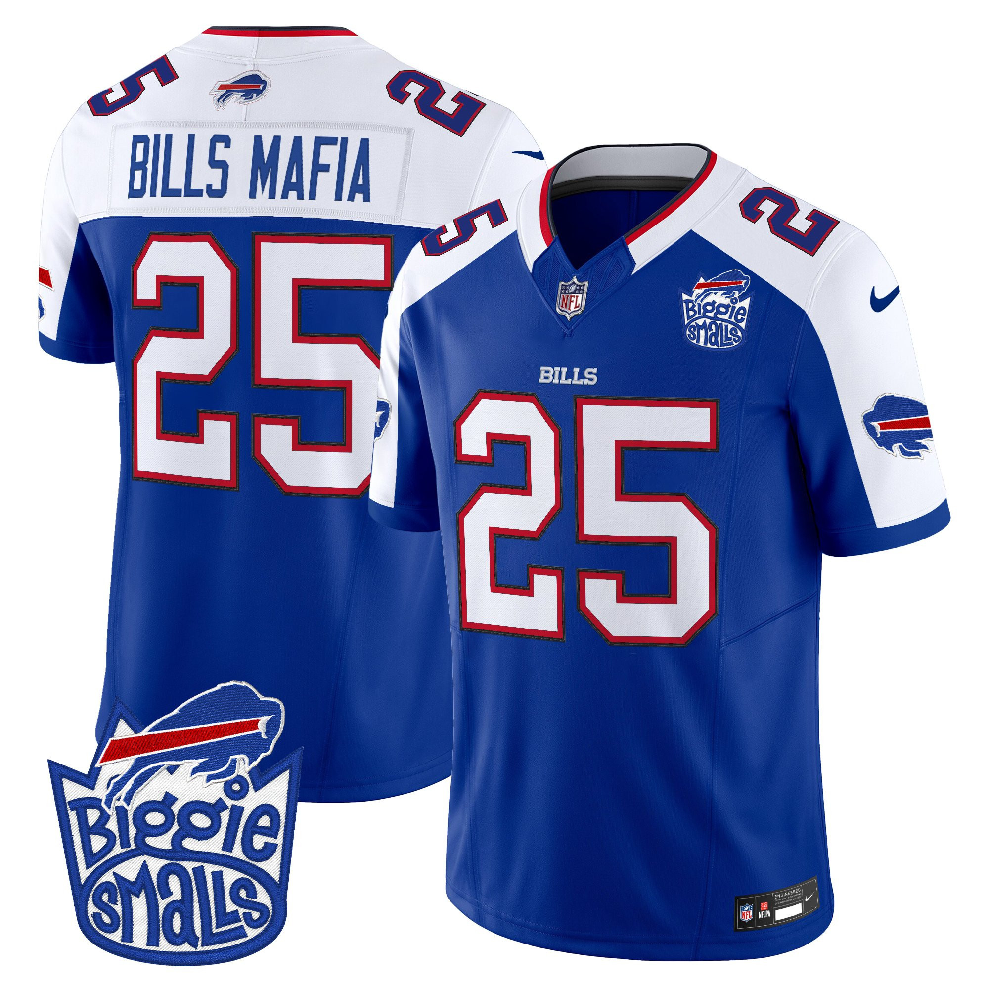 #25 Bills Mafia Men's Biggie Smalls ÃƒÆ’Ã¢â‚¬â€ Buffalo Bills Vapor Limited Royal Alternate Jersey - All stitched