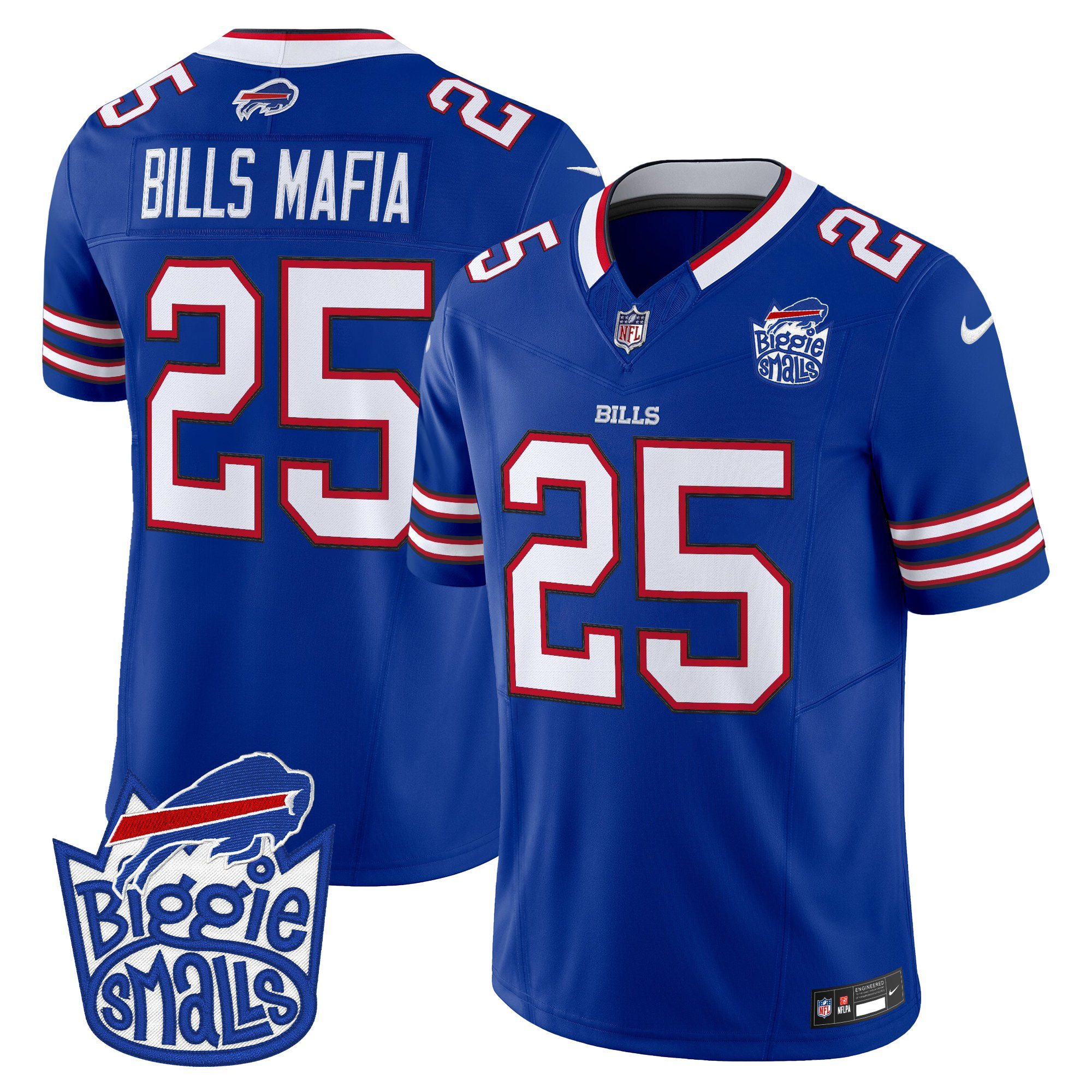 #25 Bills Mafia Men's Biggie Smalls ÃƒÆ’Ã¢â‚¬â€ Buffalo Bills Vapor Limited Royal Jersey - All stitched