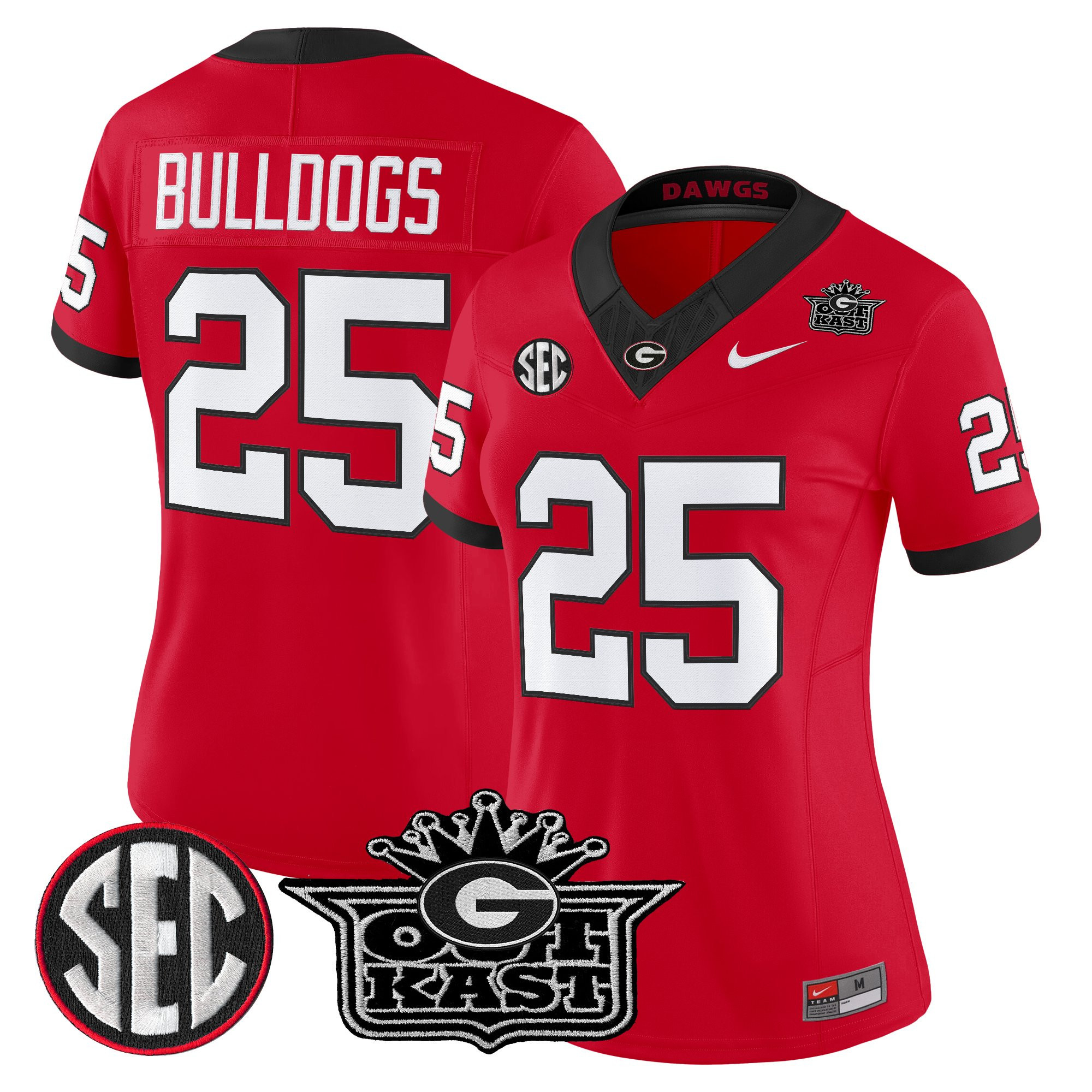 #25 Bulldogs Women's Outkast x Georgia Bulldogs Vapor Limited Red Jersey - All stitched