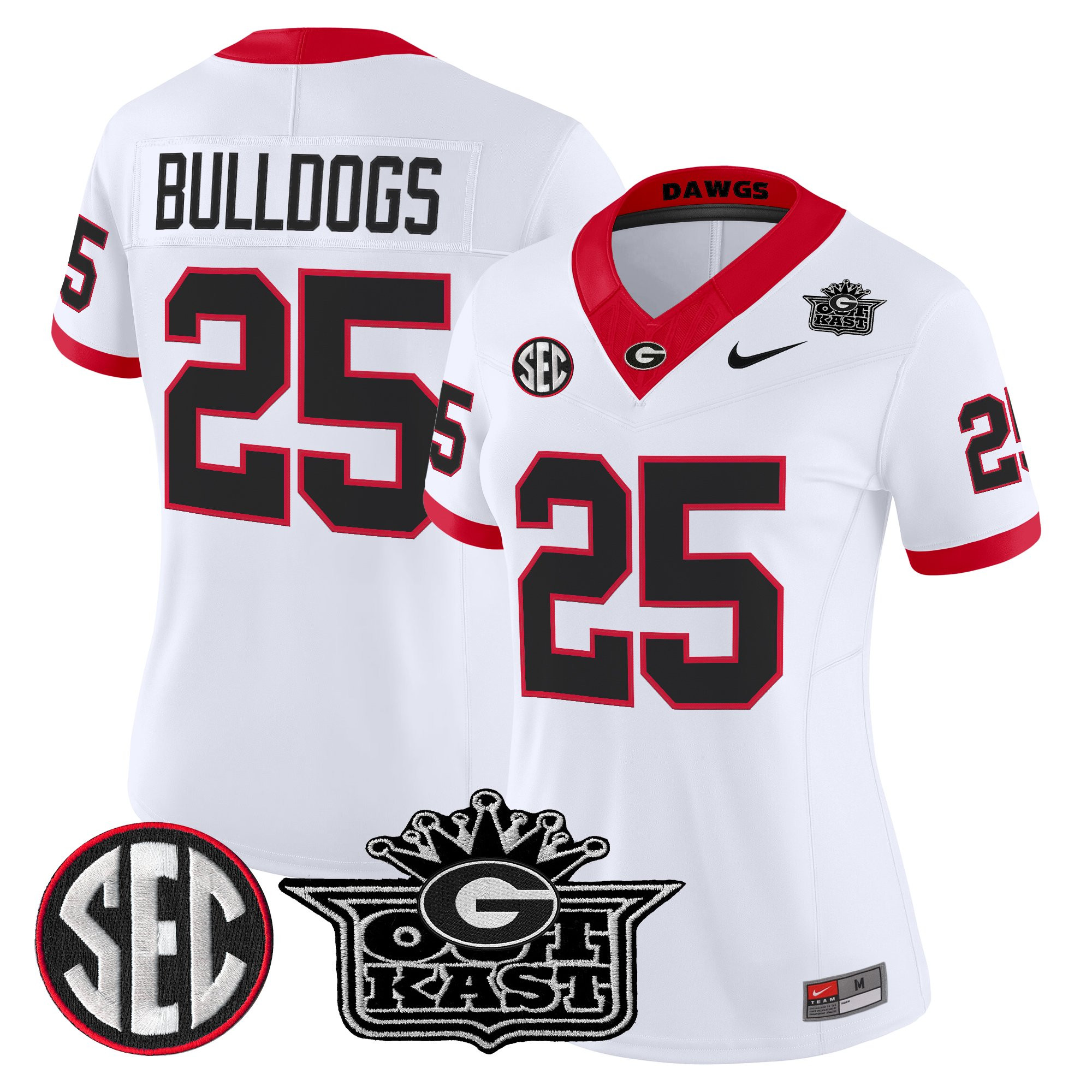 #25 Bulldogs Women's Outkast x Georgia Bulldogs Vapor Limited White Jersey - All stitched