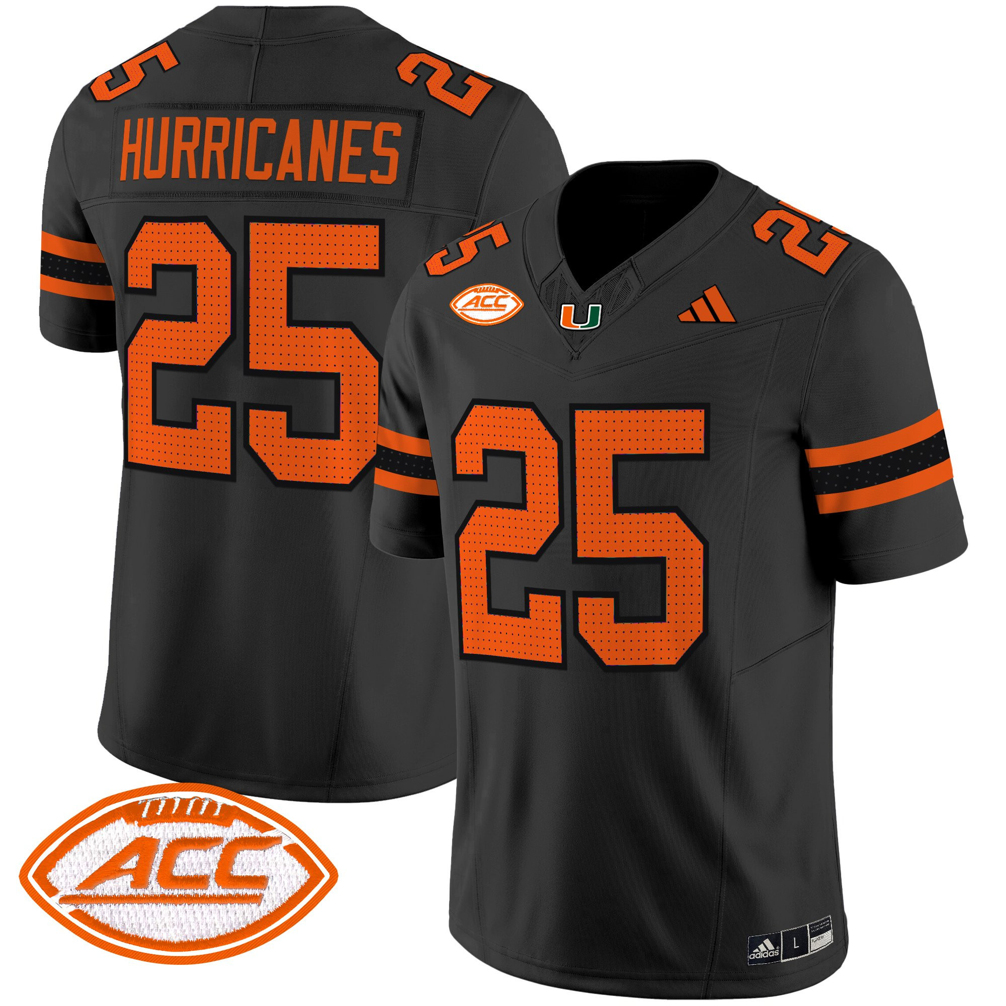#25 Hurricanes Men's Miami Hurricanes 2025 Vapor Limited Black Jersey - All Stitched