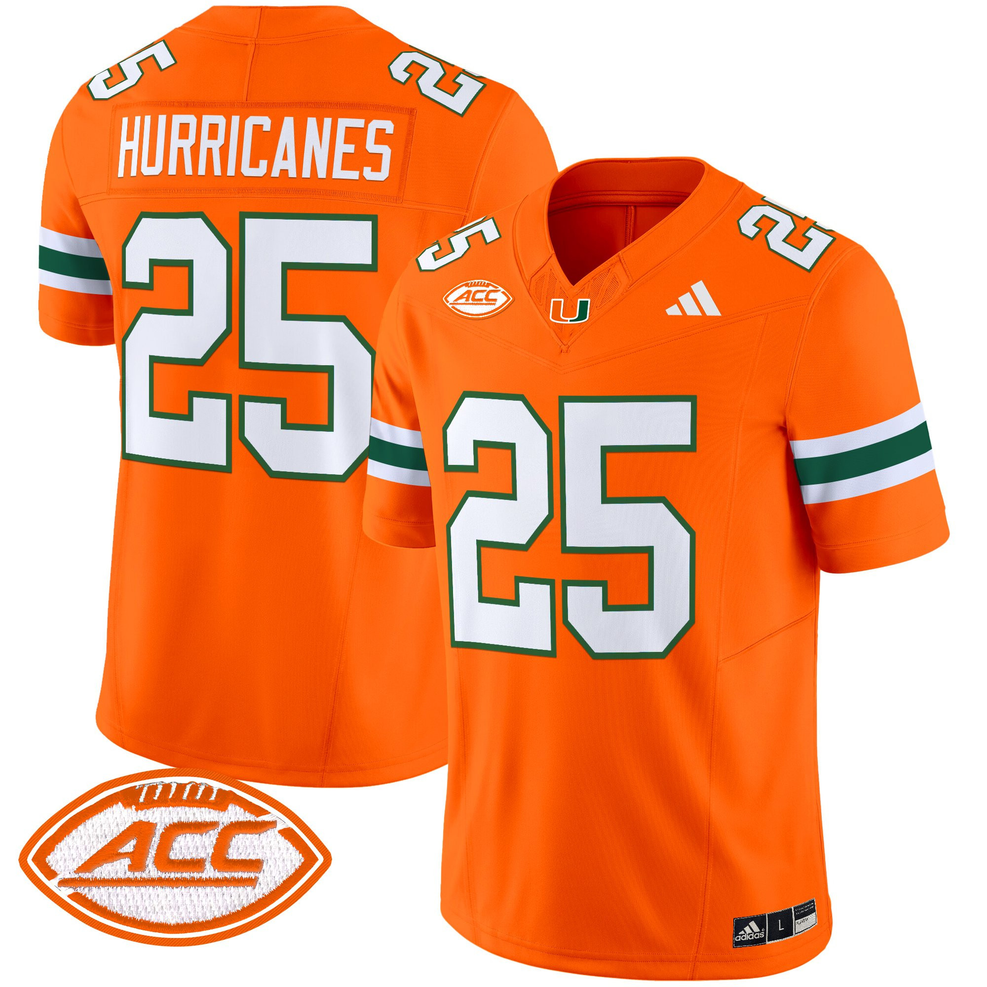 #25 Hurricanes Men's Miami Hurricanes 2025 Vapor Limited Orange Jersey - All Stitched