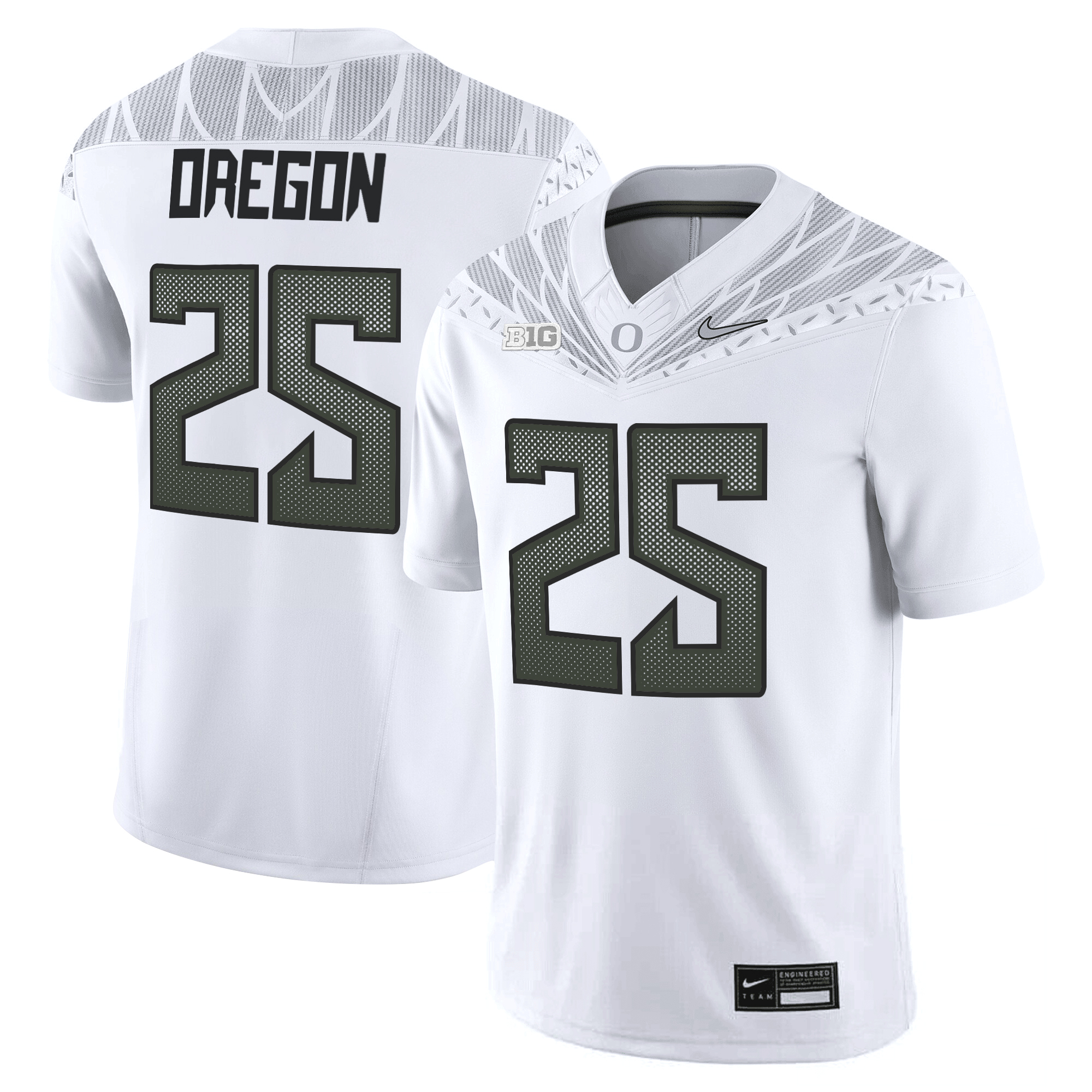 #25 Oregon Men's Oregon Ducks 2025 Vapor Limited White Jersey V2 - All Stitched