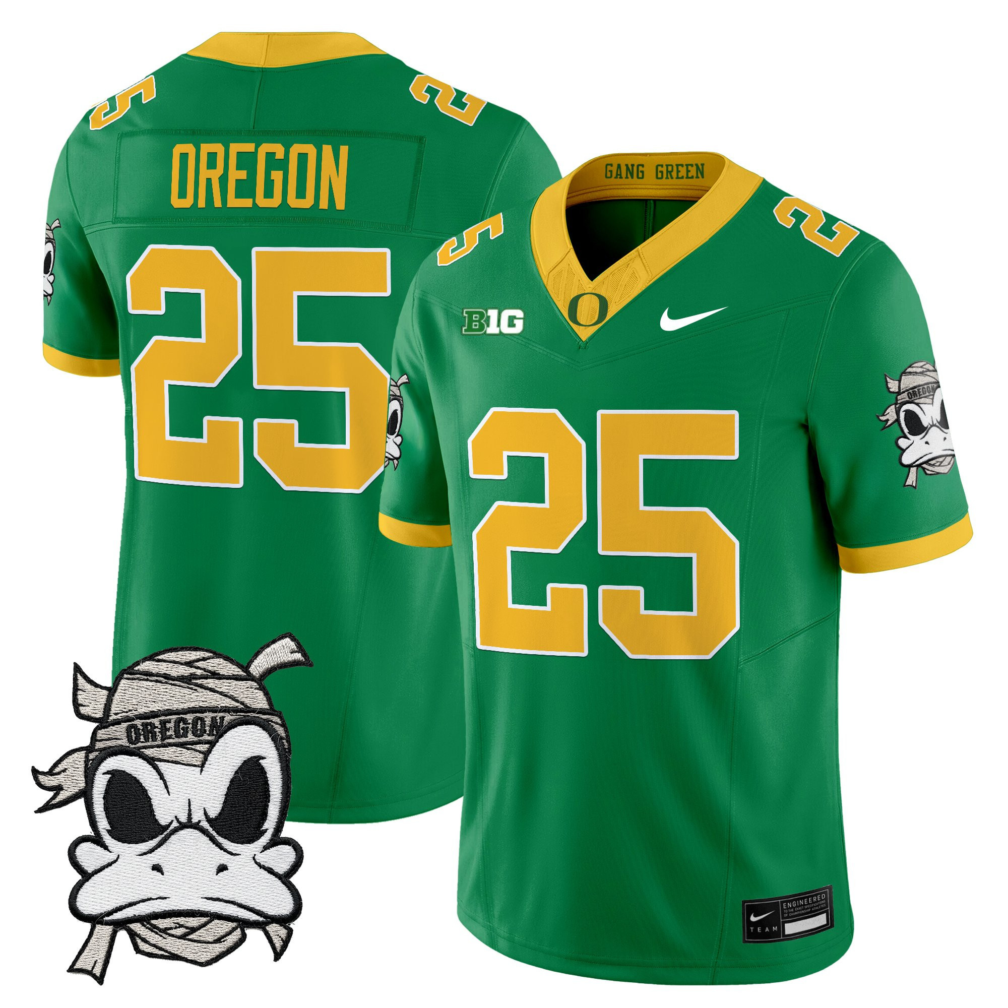 #25 Oregon Youth's Oregon Ducks 2025 Mummy Duck Vapor Limited Green Jersey - All Stitched