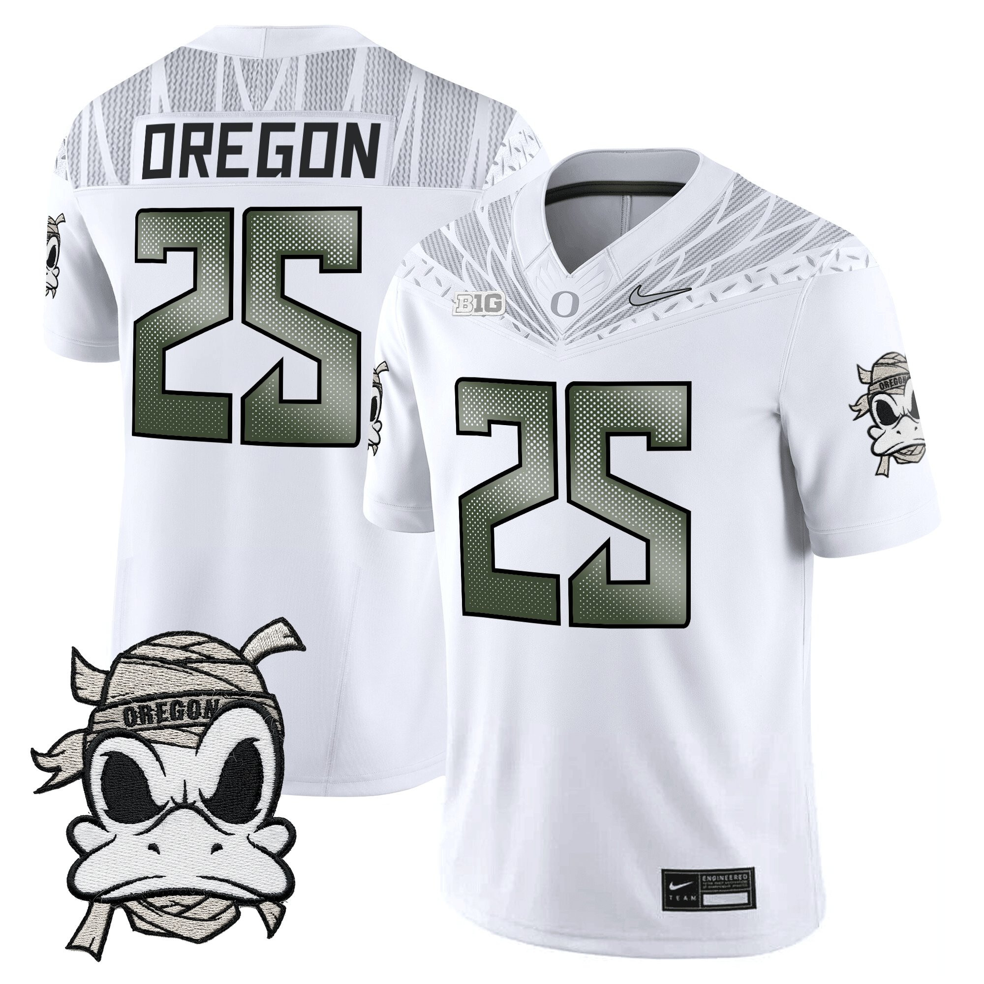 #25 Oregon Youth's Oregon Ducks 2025 Mummy Duck Vapor Limited White Jersey - All Stitched