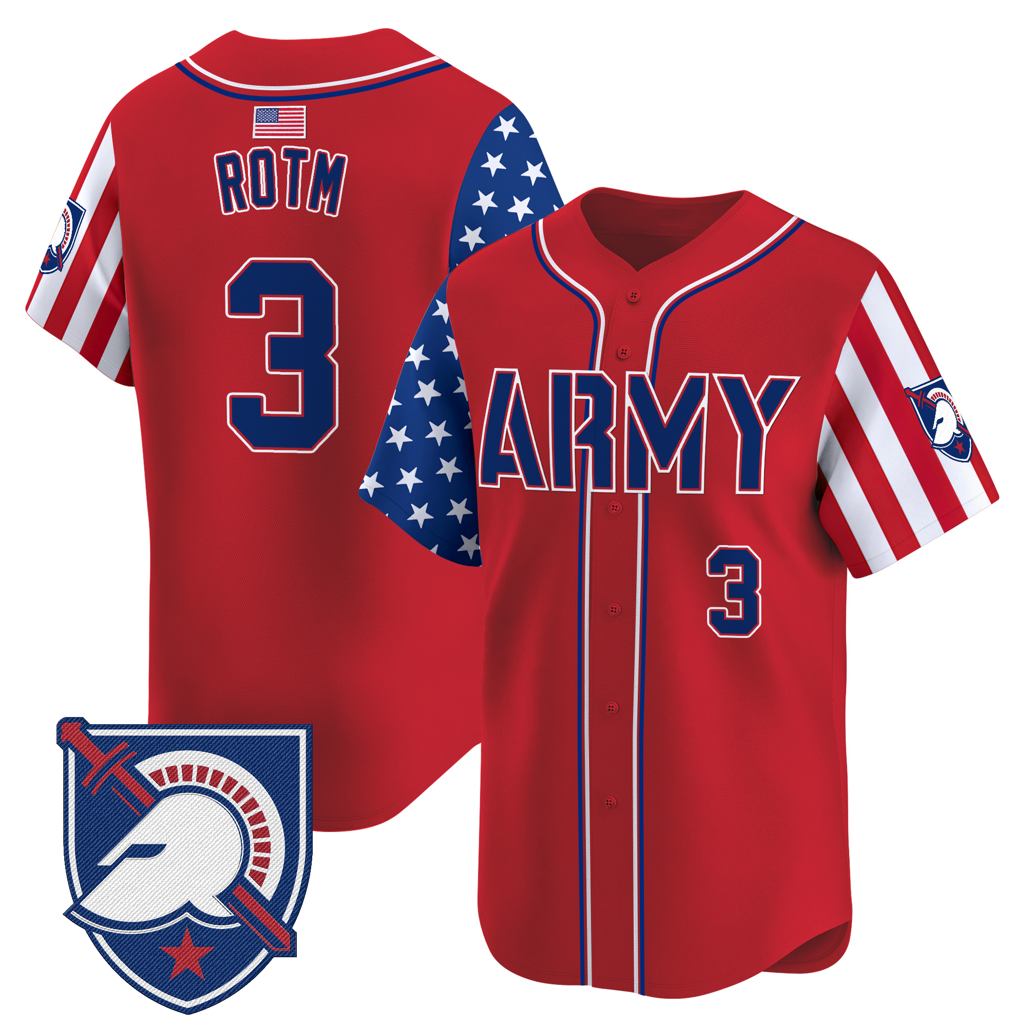#3 ROTM Men's Army Black Knights 2025 Independence Day Vapor Premier Limited Red Jersey - All Stitched