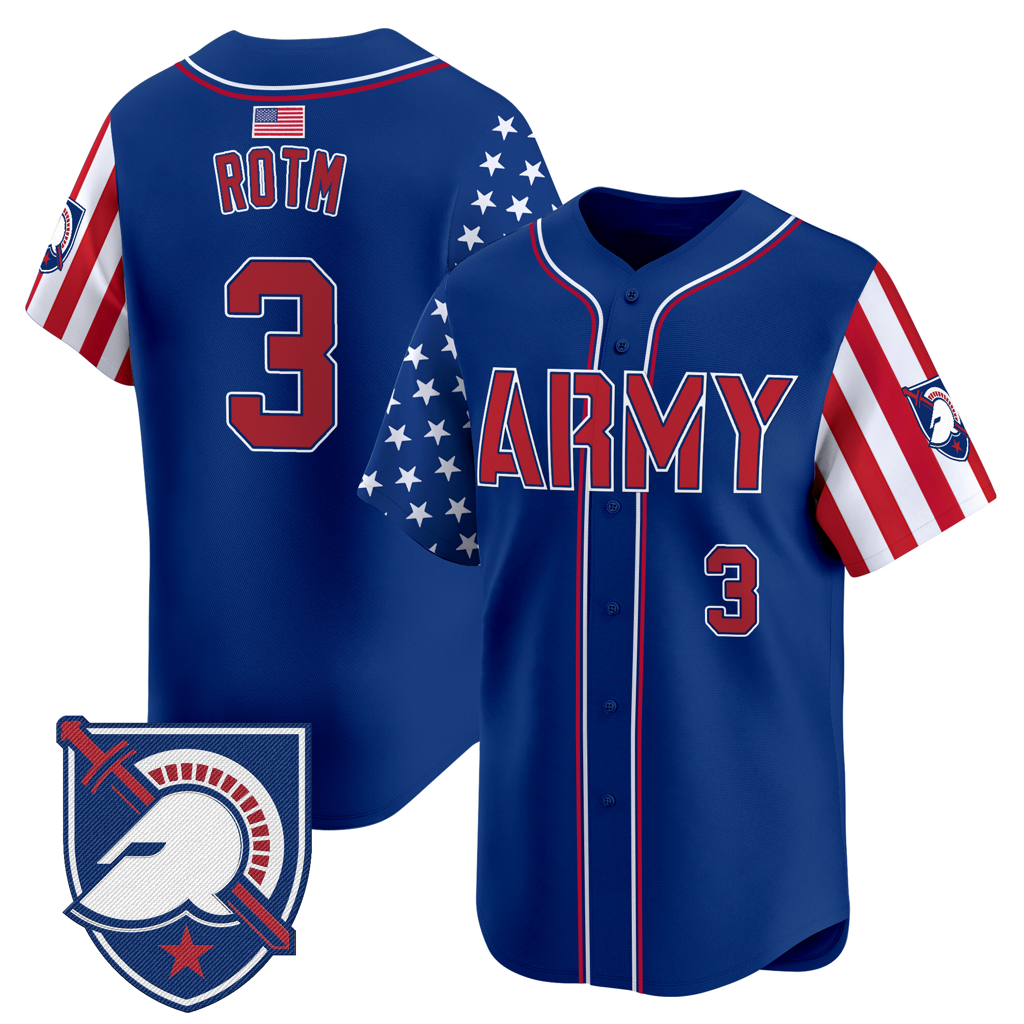 #3 ROTM Men's Army Black Knights 2025 Independence Day Vapor Premier Limited Royal Jersey - All Stitched