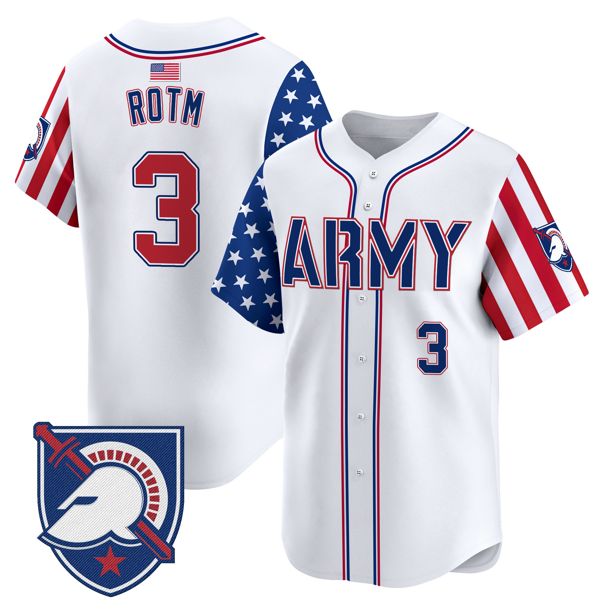 #3 ROTM Men's Army Black Knights 2025 Independence Day Vapor Premier Limited White Jersey - All Stitched